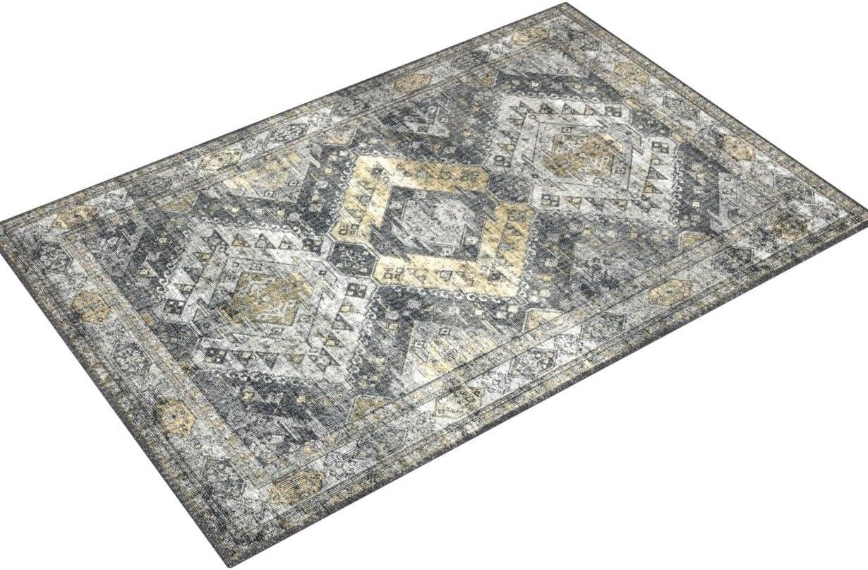 Graphite and Silver Hand-Knotted Oriental Rectangular Rug