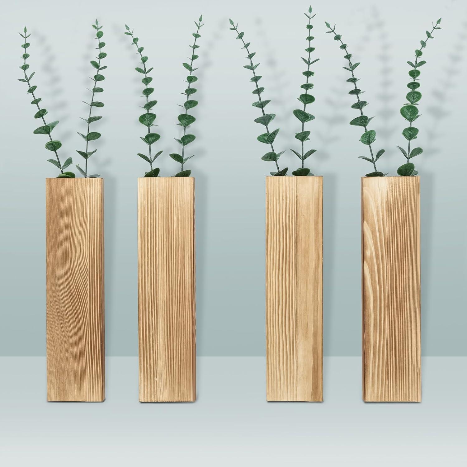 Wall Planters for Indoor Plants Modern Farmhouse Wooden Pocket Wall Vases for Dried Flowers and Faux Plants 4 Pack