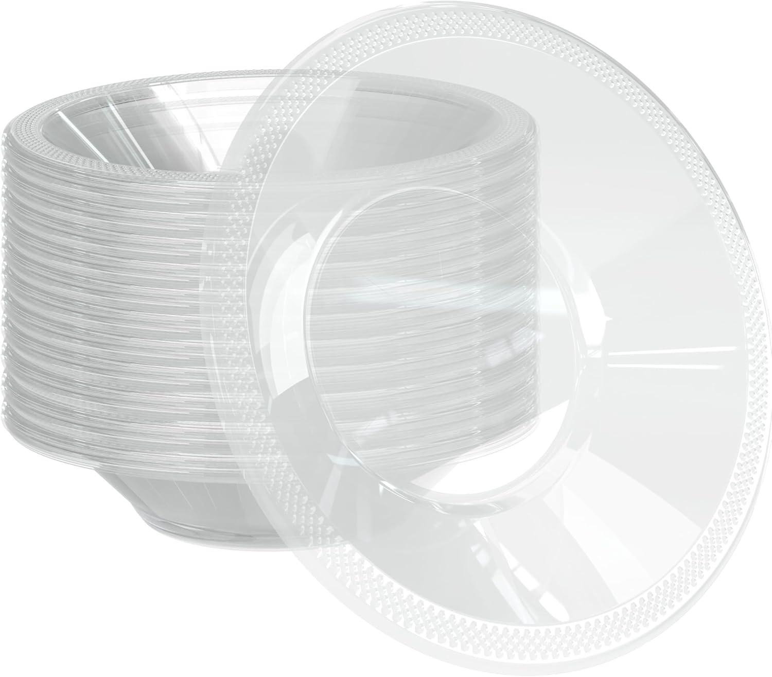 Crown Display 12 Oz. Clear Plastic Bowls Disposable Party Bowls -100 Count Disposable Plastic Soup Bowls