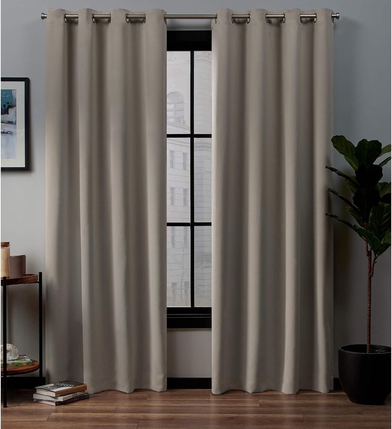 Exclusive Home Academy Total Blackout Grommet Top Curtain Panel Pair, 52"x96", Linen