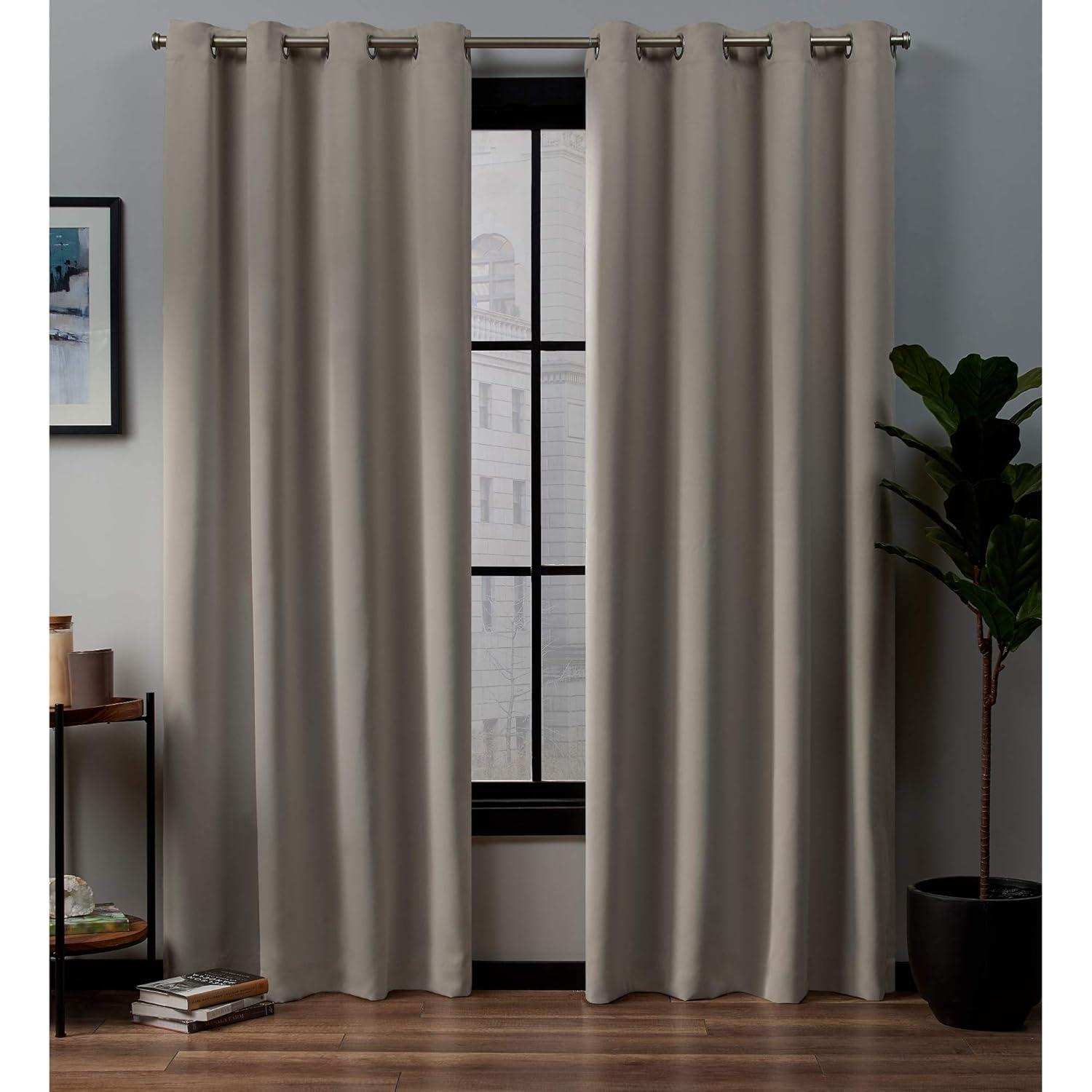 Exclusive Home Academy Total Blackout Grommet Top Curtain Panel Pair, 52"x96", Linen