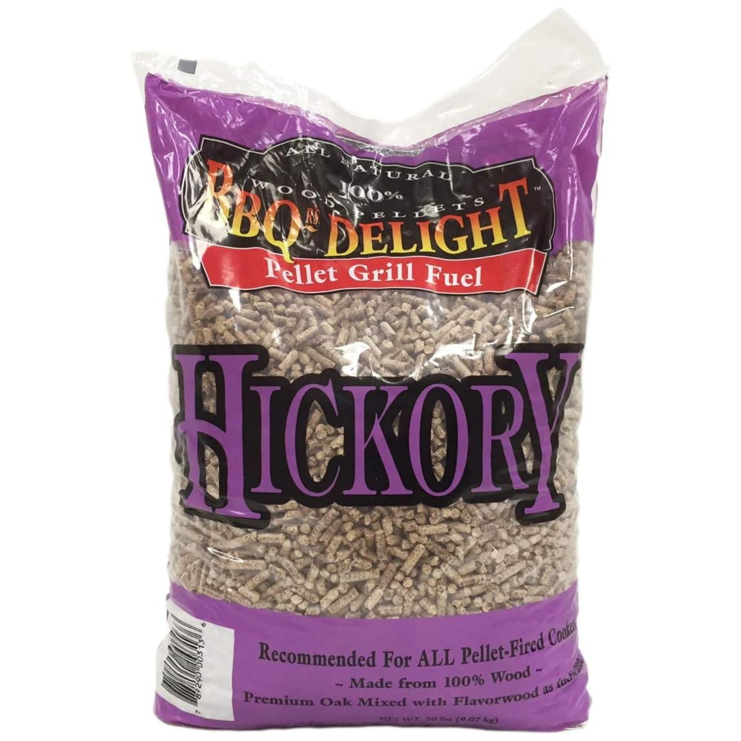 BBQR's Delight Hickory Flavor BBQ Wood Pellets Grill Fuel 20 Lb Bag All Natural