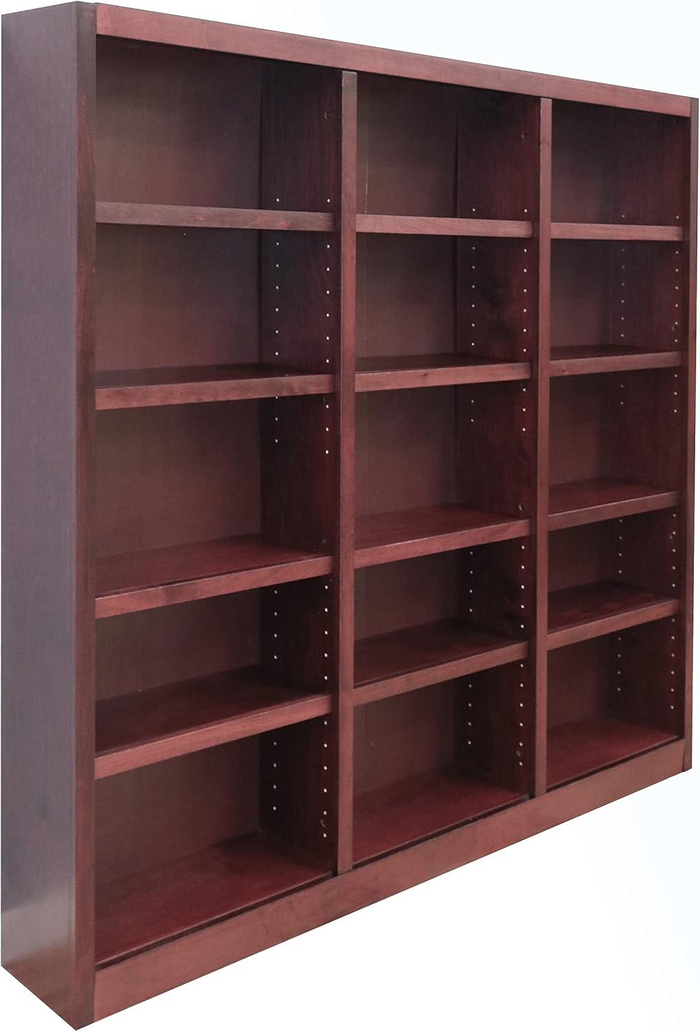 Winston Porter Flannagan Triple Wide Wood Bookcase, 15 Bookshelf, 72 inch Tall Storage and Display Bookshelf for Home Office and Living Room