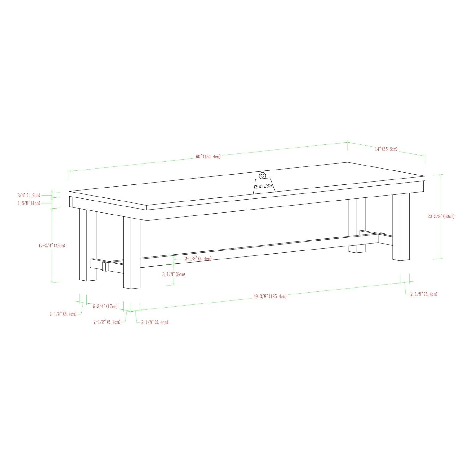 Walker Edison Transitional Wood Backless Dining Bench, Dark Oak