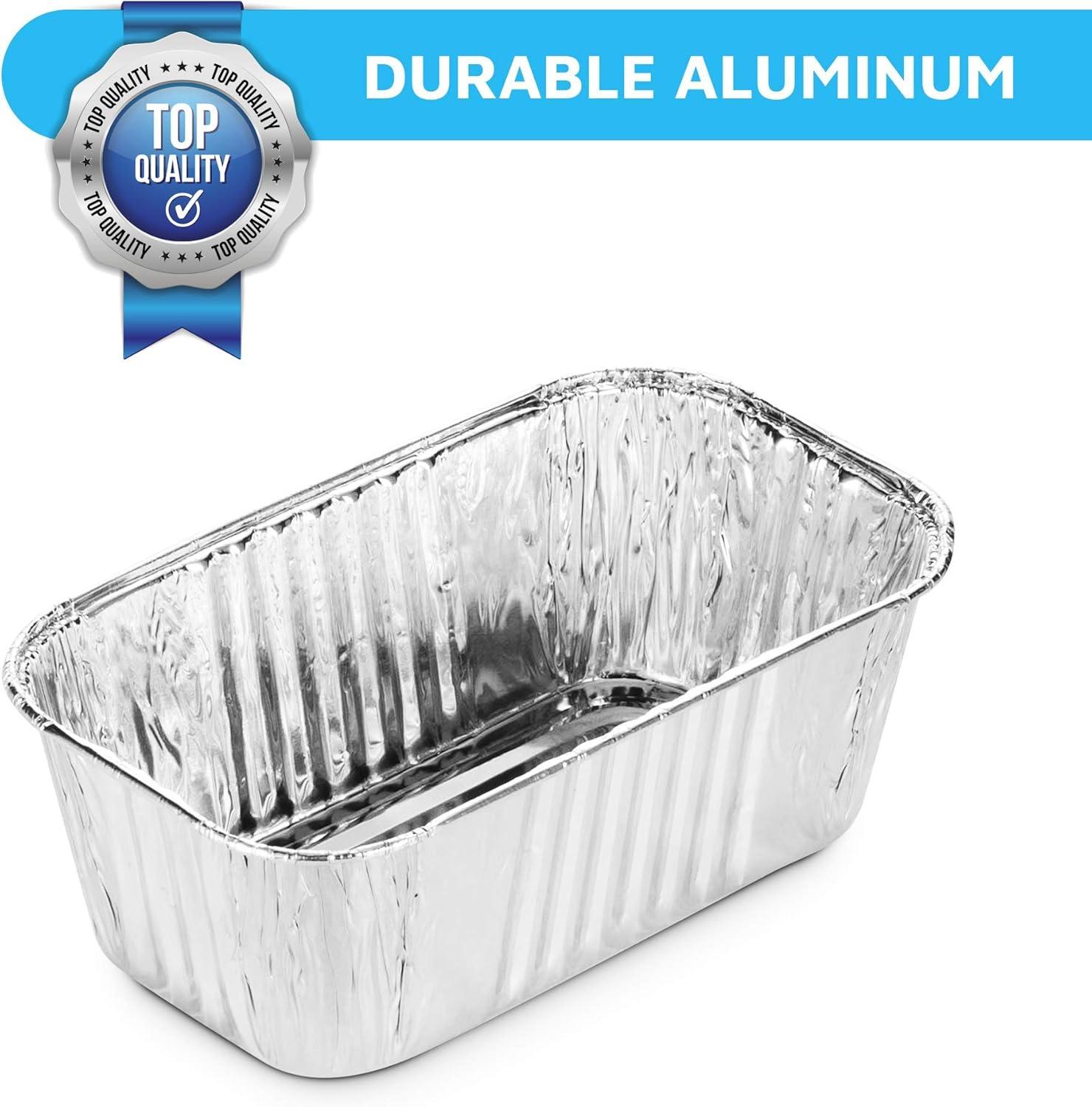 MontoPack 100-Pack of Super-Thick Aluminum Mini Loaf Baking Pans - Standard Size 6” x 3.5” Loaf 1LB Cooking Tins - Eco-Friendly Recyclable Aluminum - Portable Food Storage Containers 1