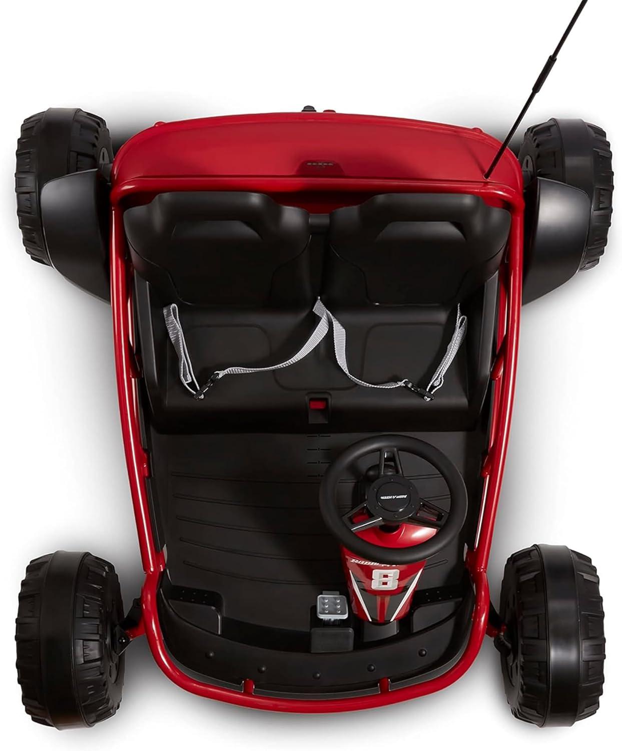 Radio Flyer Ultimate 24 Volt Electric Go-Kart with 2 Seats, Adjustable Seat, Rubber Wheels, and Speeds up to 8 MPH, for Kids Ages 3-8, Red