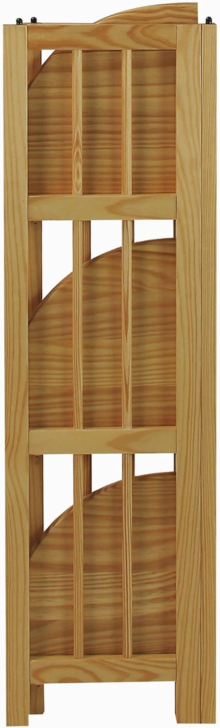 Casual Home 4-Shelf Corner Folding Bookcase-Color:Natural