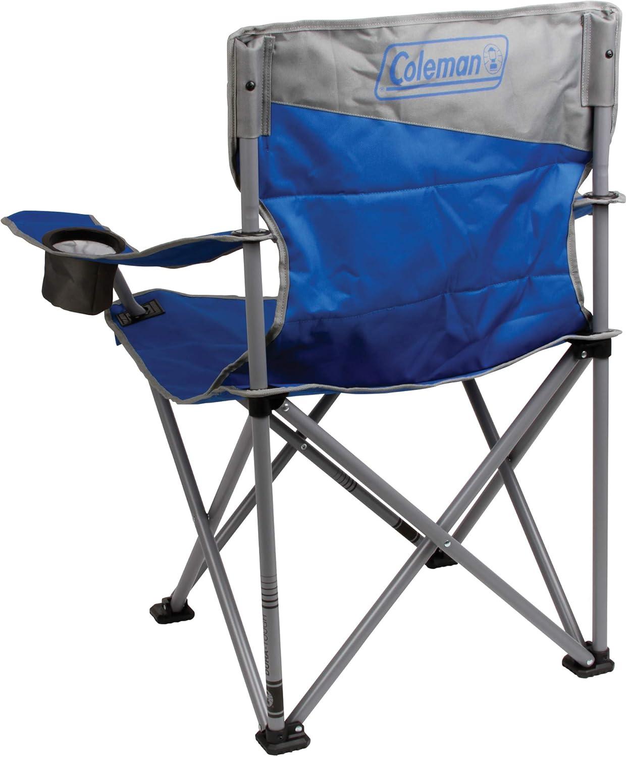 Coleman Big-N-Tall Camping Chair with Cup Holder & Side Pocket, Water-Resistant XL Outdoor Seat Supports up to 600 lbs, Great for Camping, Tailgating, Firepits, Patio, & More