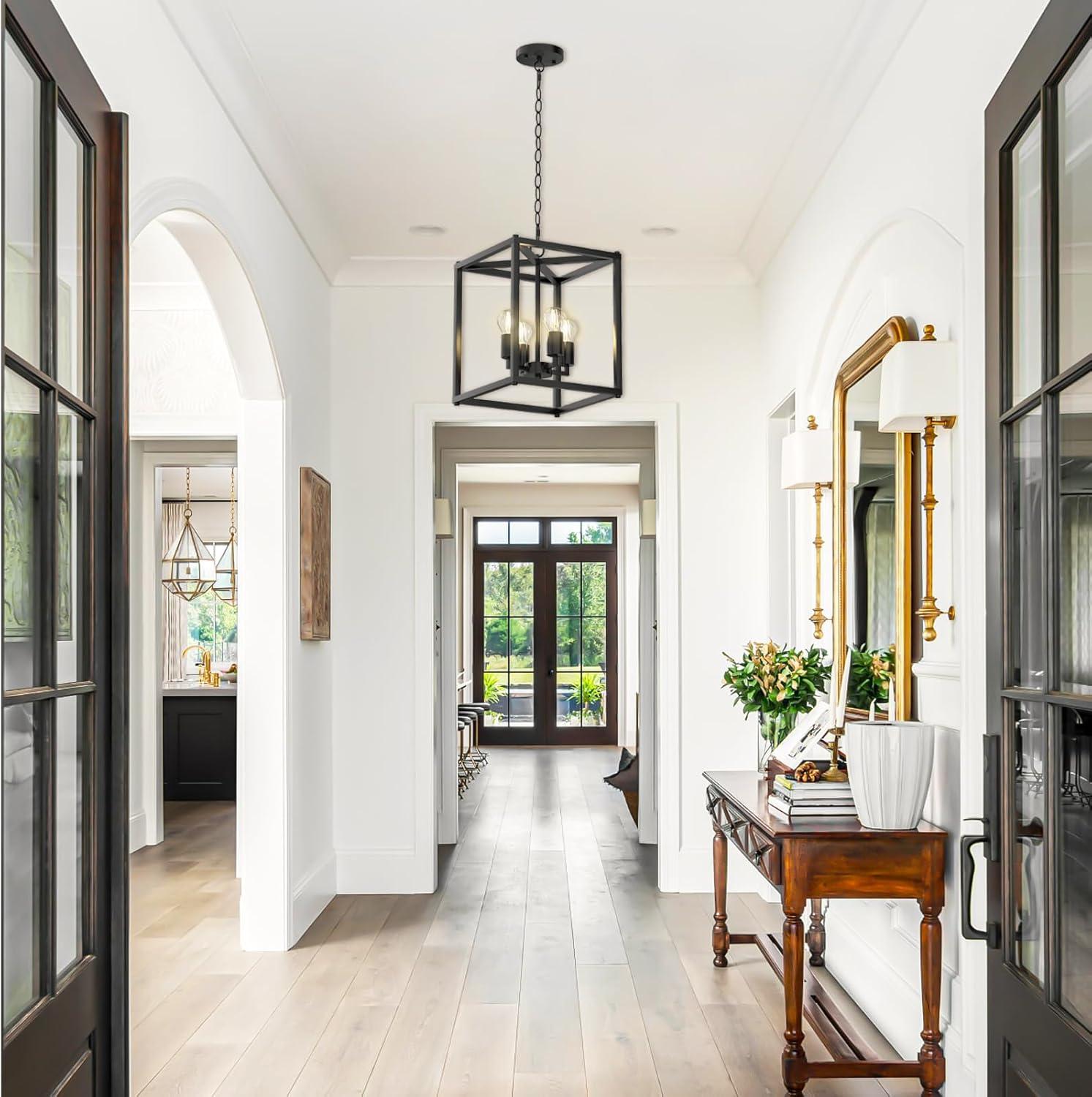 17 Stories Keya 4 - Light Iron Dimmable Lantern Geometric Chandelier