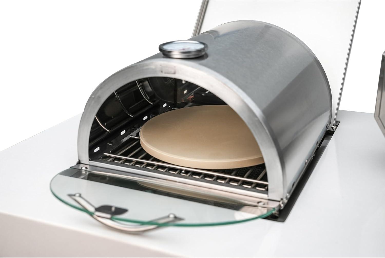 Mont Alpi Mont Alpi MASBP Universal Stainless Steel Compact Side Burner Pizza Oven with Built-in Thermometer, Glass door and Pizza Stone - Fits all Mont Alpi MAi805 and MAi400 Outdoor Kitchen Island Models
