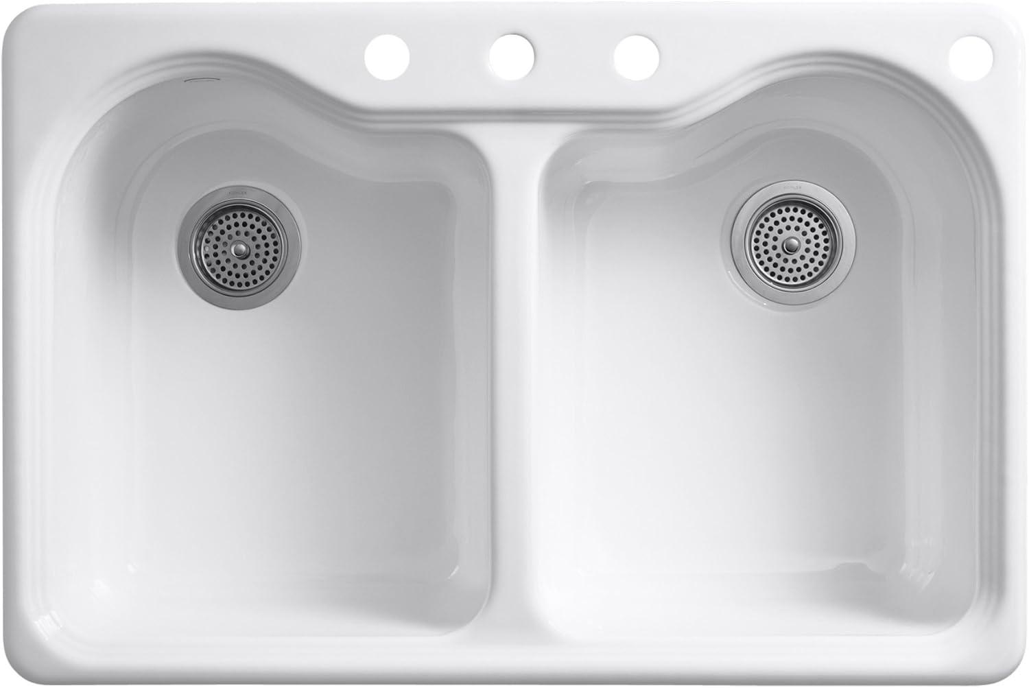 Hartland® 33" L x 22" W x 9-5/8" Double Basin Drop-In Kitchen Sink