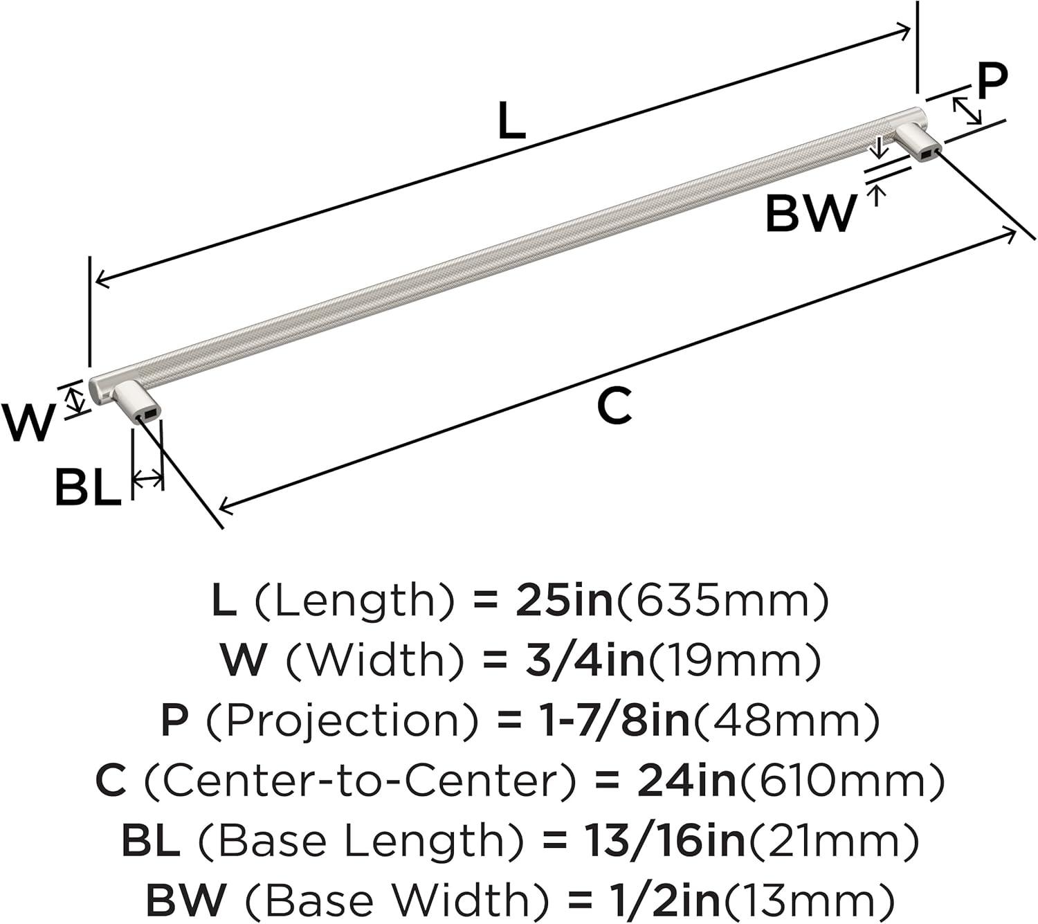 Amerock Bronx 24 inch (610mm) Center-to-Center Polished Nickel Appliance Pull
