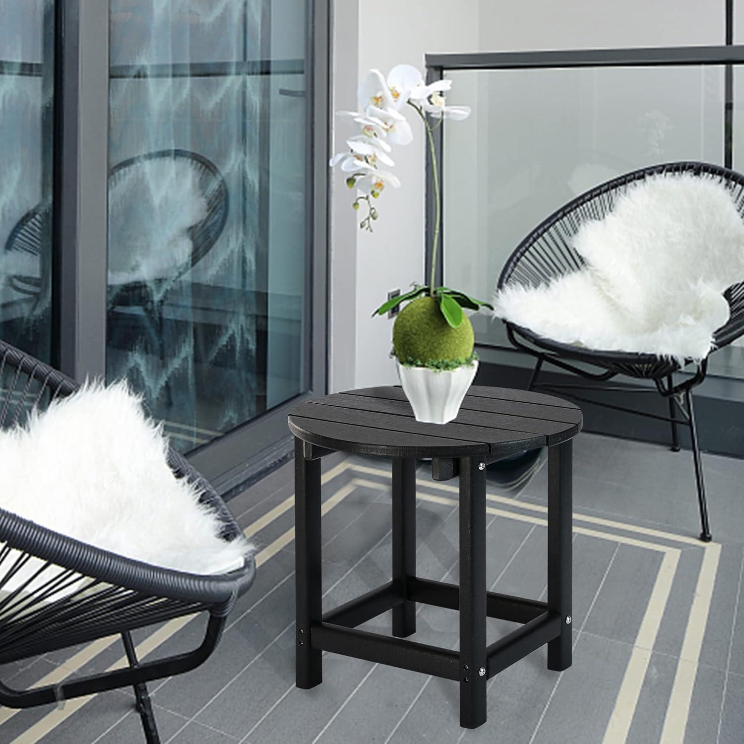 WestinTrends All-Weather Outdoor Patio Round Poly Adirondack Side Table, Orange