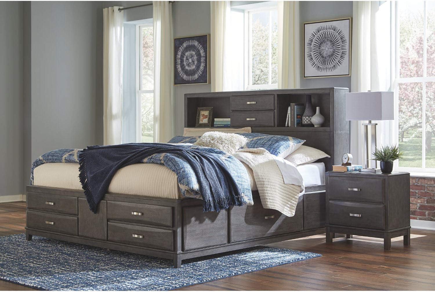 Caitbrook Nightstand Gray - Signature Design by Ashley: Contemporary Style, Wood Frame, Metal Glides Storage