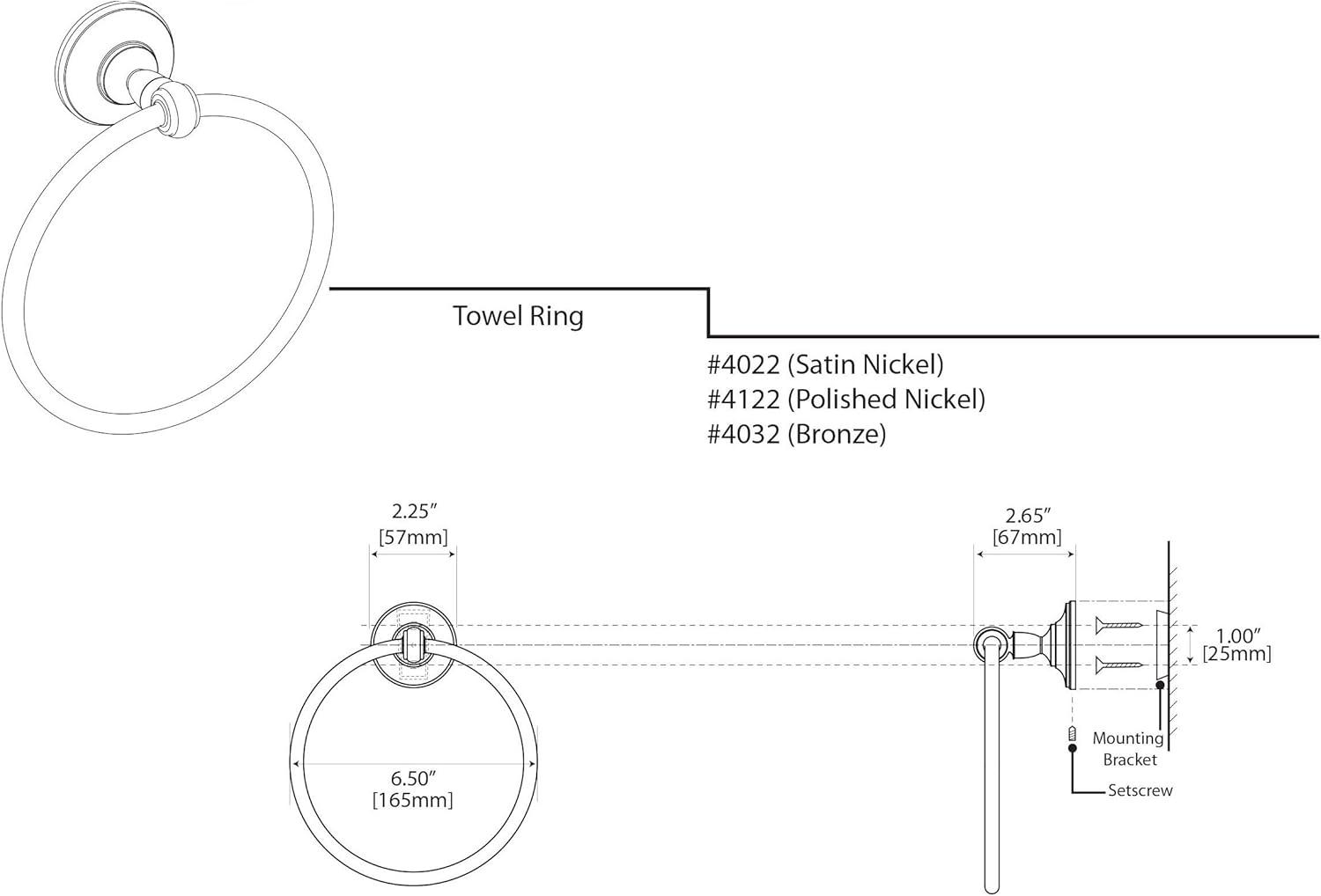Tavern Wall Towel Ring - Kitchen, Bathroom Hand Towel Holder