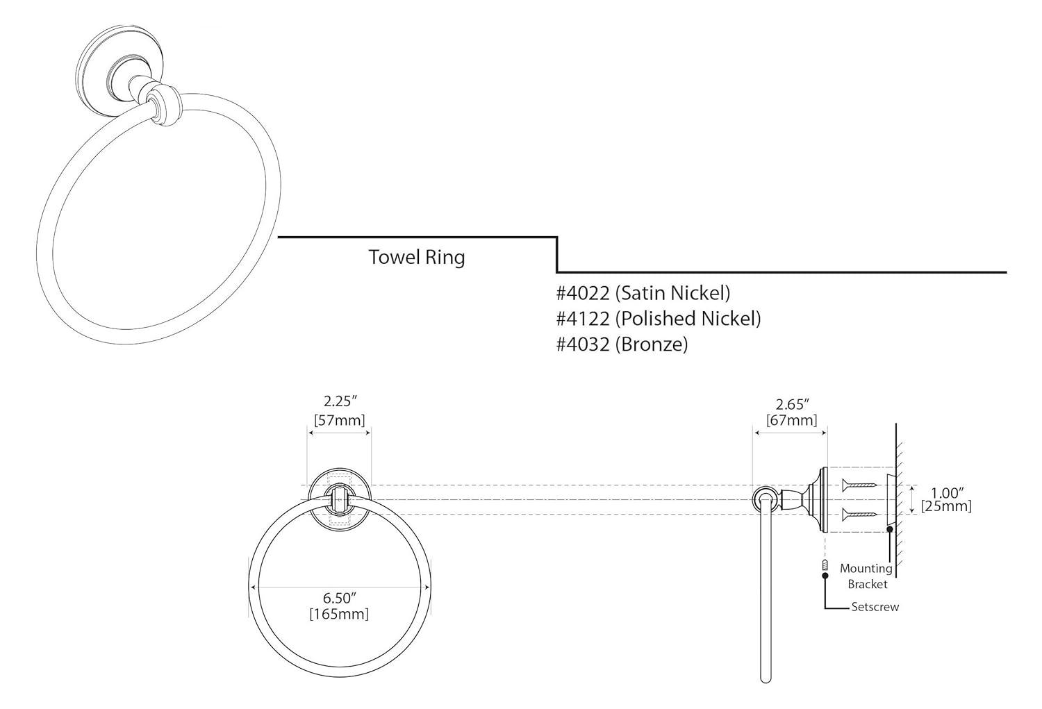 Tavern Wall Towel Ring - Kitchen, Bathroom Hand Towel Holder