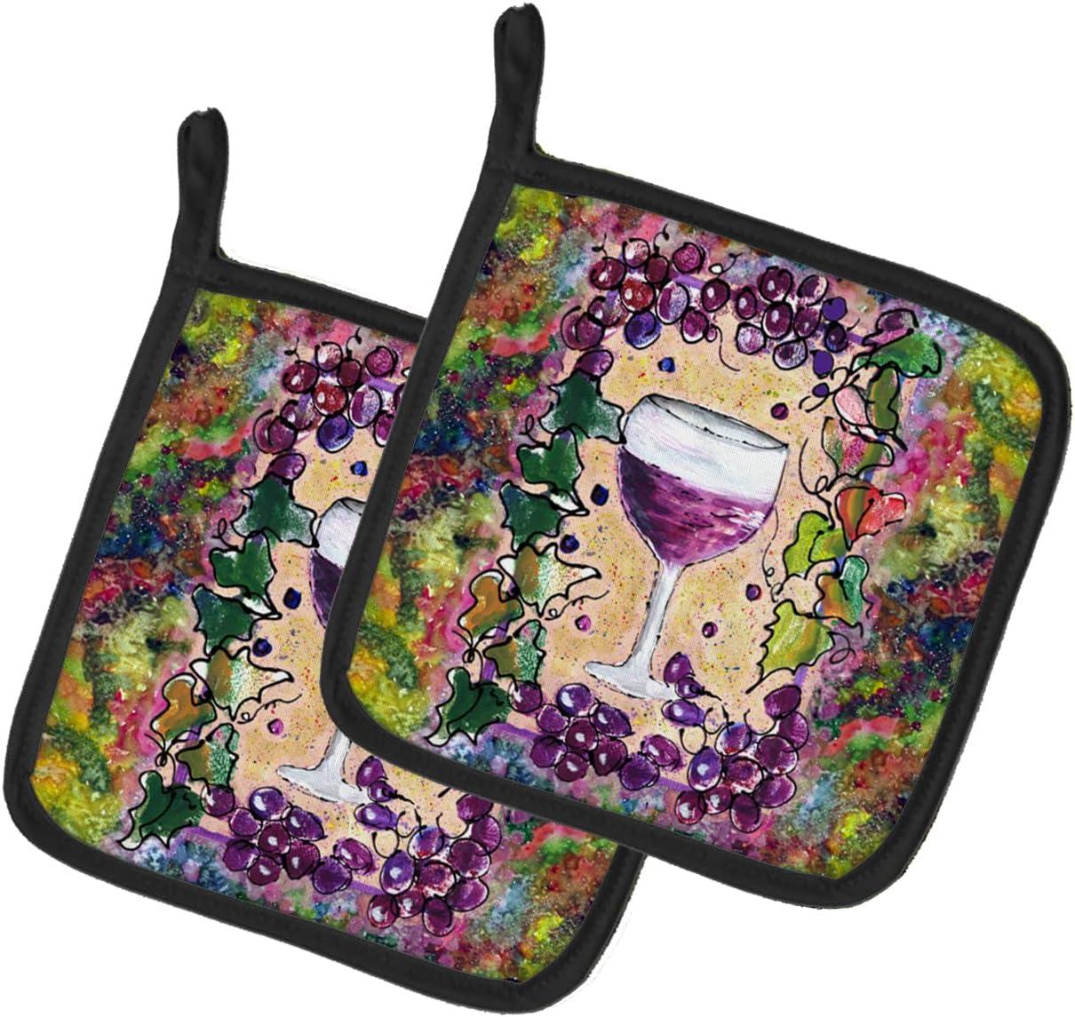 Carolines Treasures 8616PTHD Wine Pair of Pot Holders , 7.5HX7.5W, multicolor