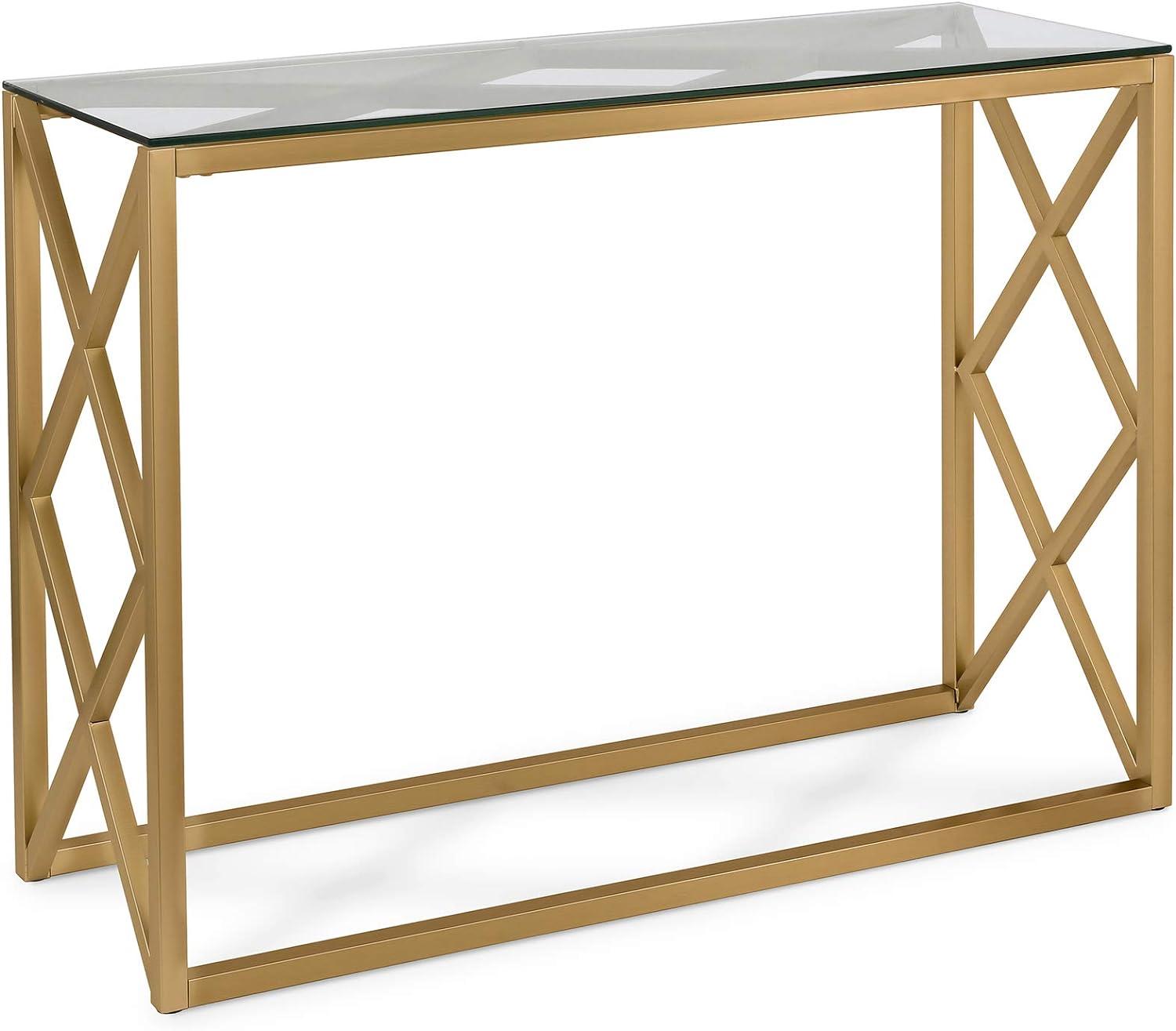 Gold and Glass Geometric X Hallway Table