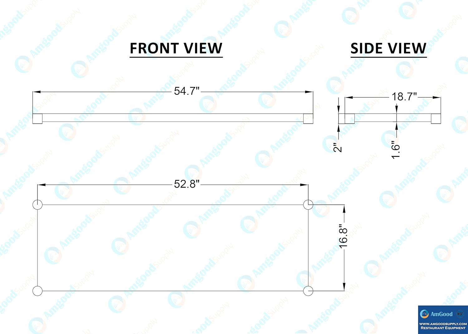 Additional Galvanized Steel Undershelf for 24 in. x 60 in. Kitchen Prep Table Adjustable Galvanized Steel Undershelf