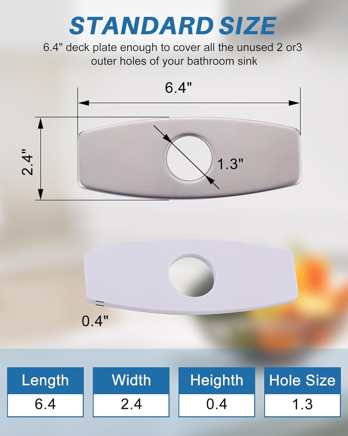 BWE 6.3 Inch Sink Hole Cover Bathroom Vessel Vanity Sink Faucet Rectangle Cover Deck Plate for 1 Or 3 Hole Escutcheon Brushed Nickel