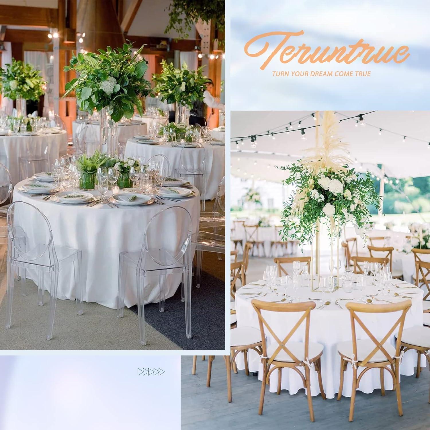 Hokku Designs 10 Packs Premium Round Tablecloth 90 Inch White Polyester Table Cloth Bulk Washable Polyester Fabric Tablecloths Table Cover For Wedding Party Banquet Buffet Table Holiday Dinner (White, 90 Inch)