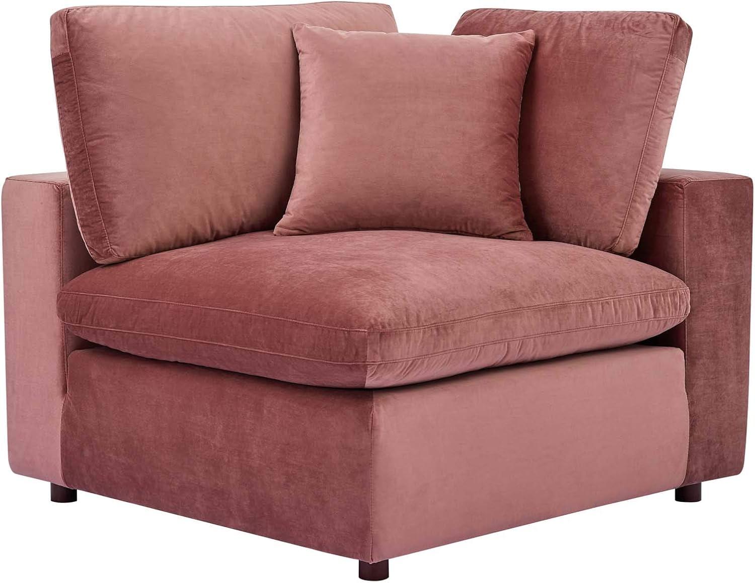 Modway Commix Down Filled Overstuffed Velvet Loveseat in Dusty Rose Pink