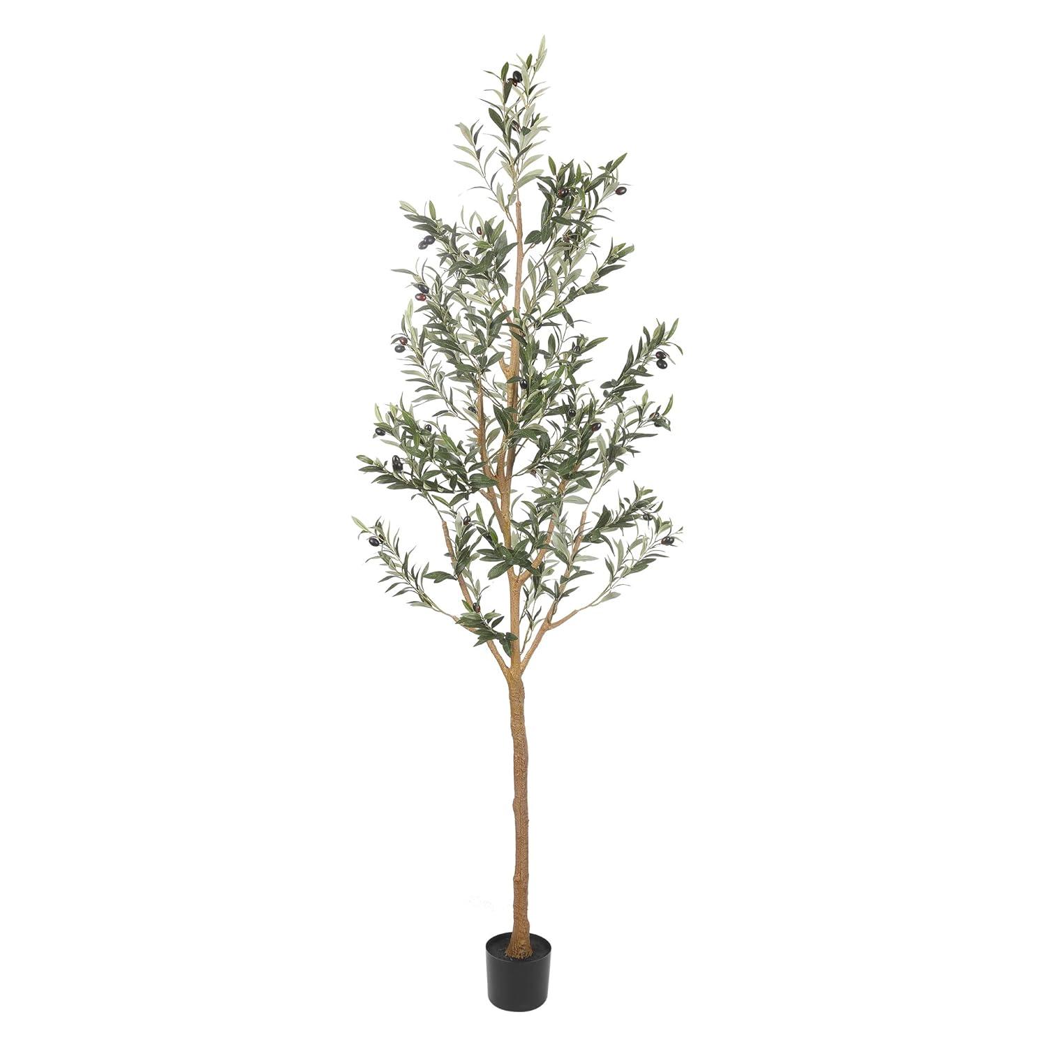 Aritizone Artificial Olive Tree 7FT Tall Fake Olive Tree with Adjustale Branches Artificial Tree for Modern Home Office Living Room Floor Decor Indoor (7FT)