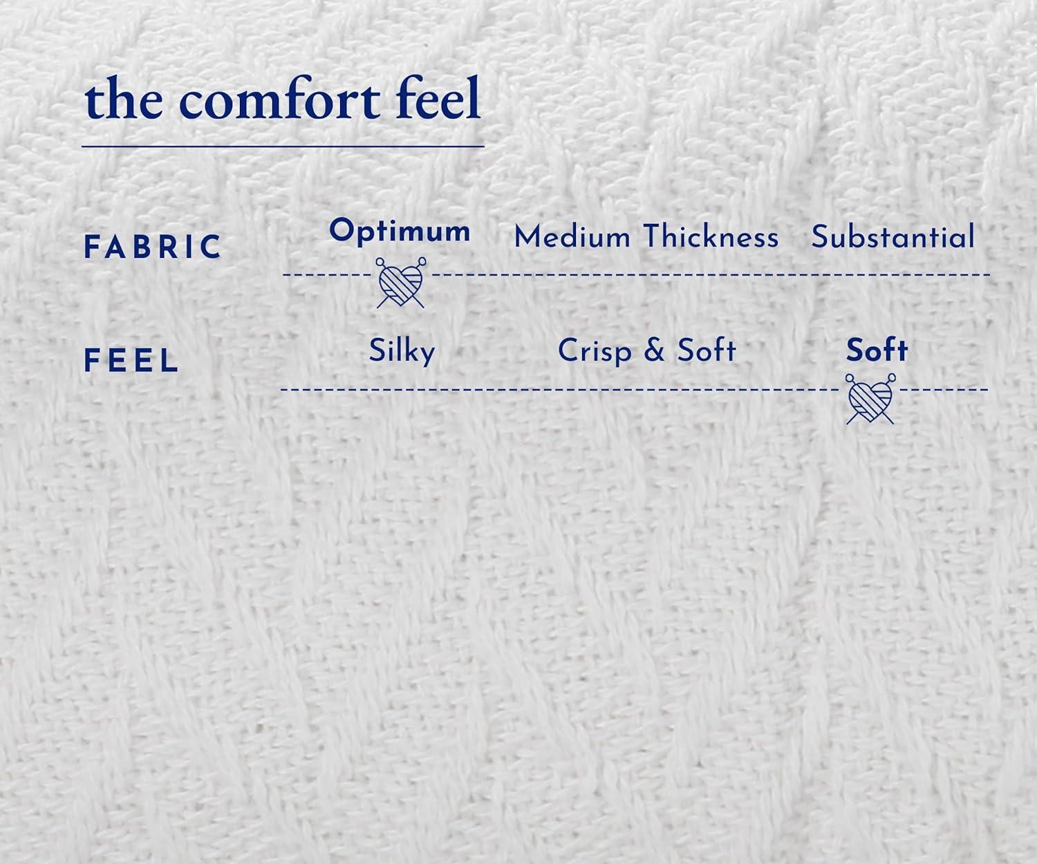 Bed Blanket | Soft 100% Cotton | Herringbone Design | All-Season Thermal Layering by California Design Den - Ivory, King (106" x 94")
