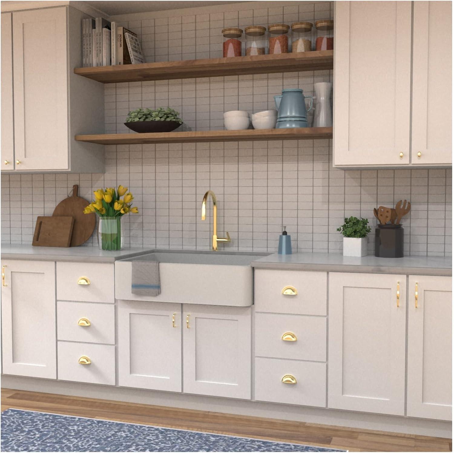 Williamsburg Kitchen Cabinet Handles, Solid Core Drawer Pulls for Cabinet Doors