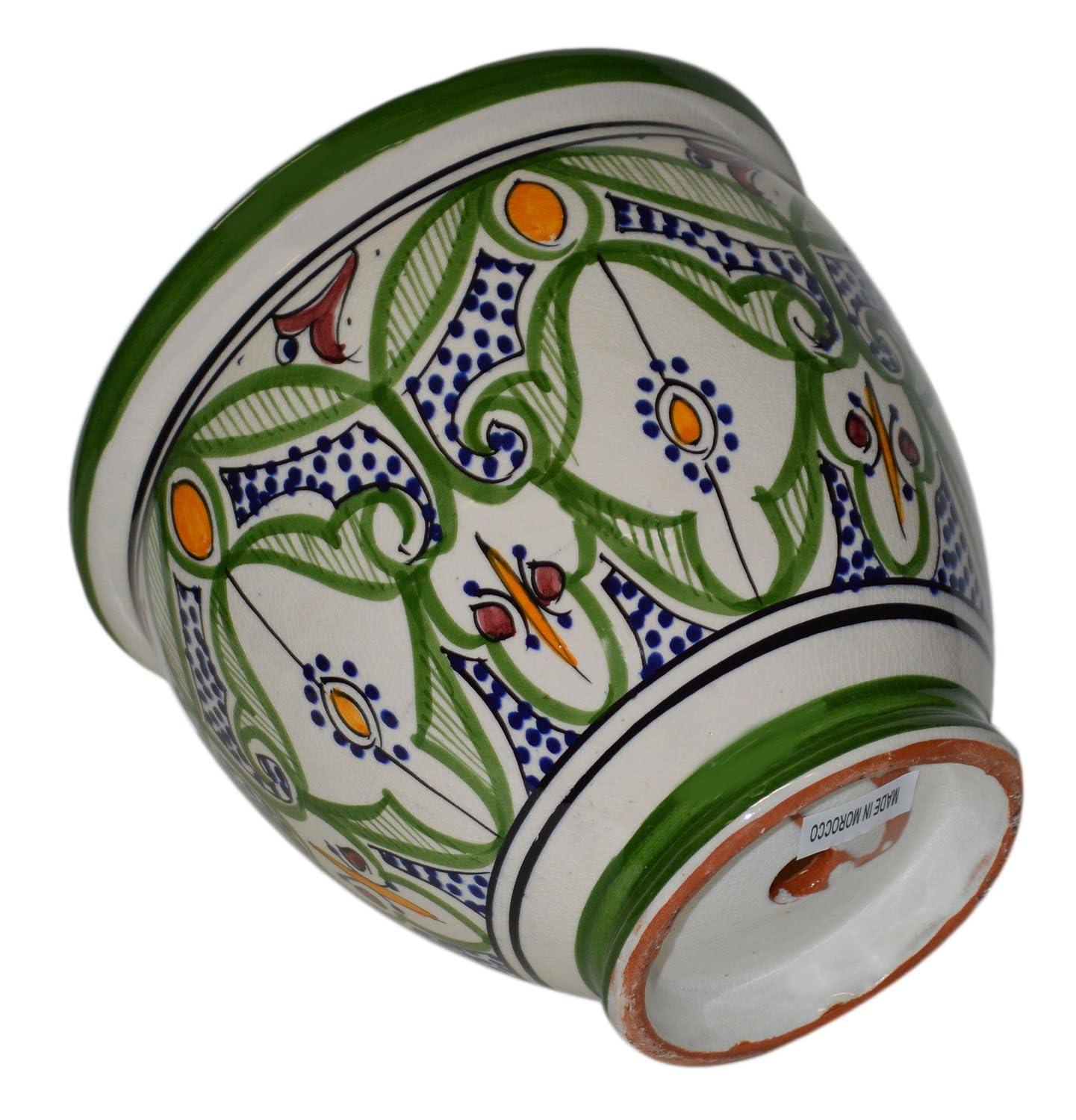 JGSP Flower Pot Moroccan Spanish Garden Drain Hole Ceramic Planter Handmade Multicolored