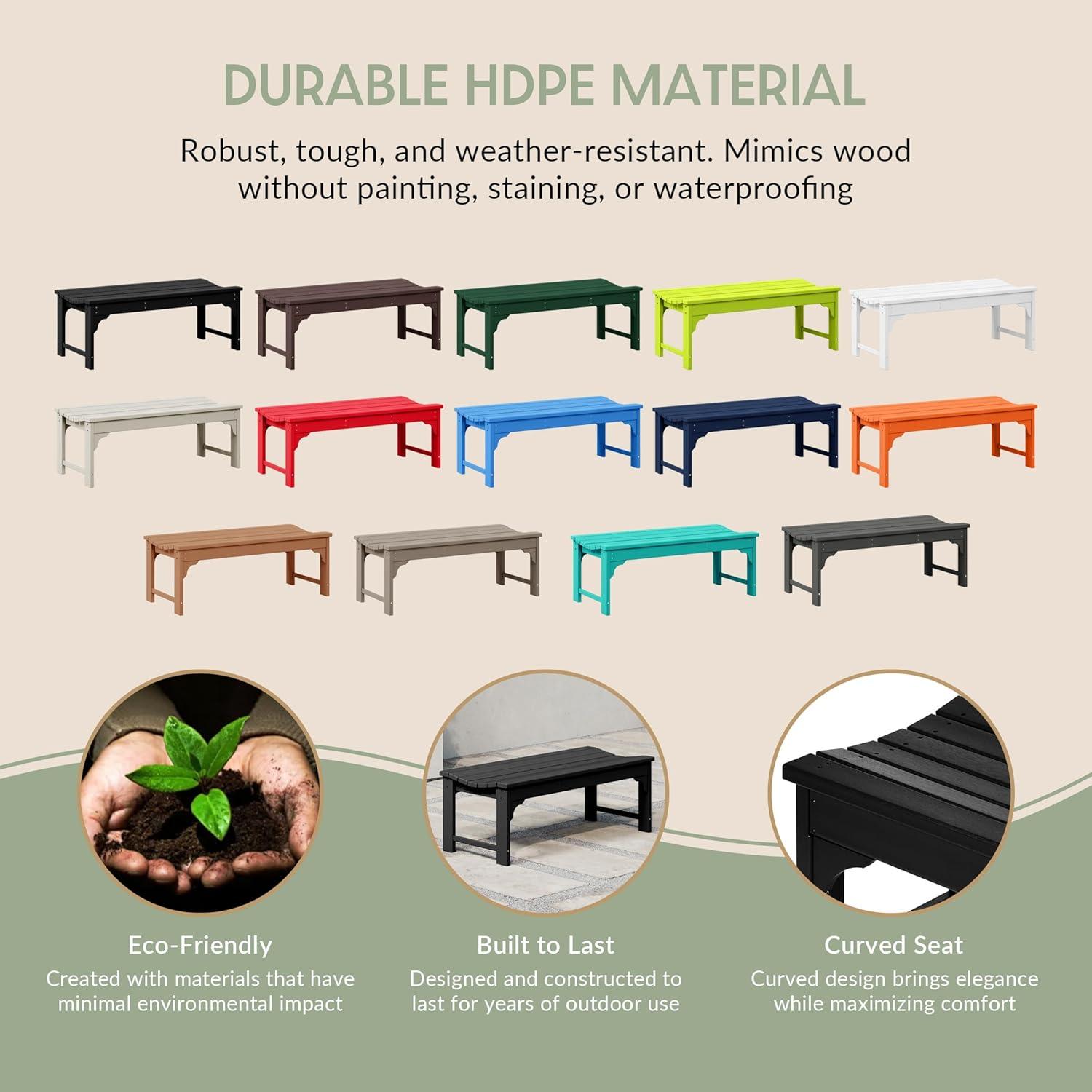 WestinTrends  Backless All-Weather Outdoor Bench for Patio Garden, Black