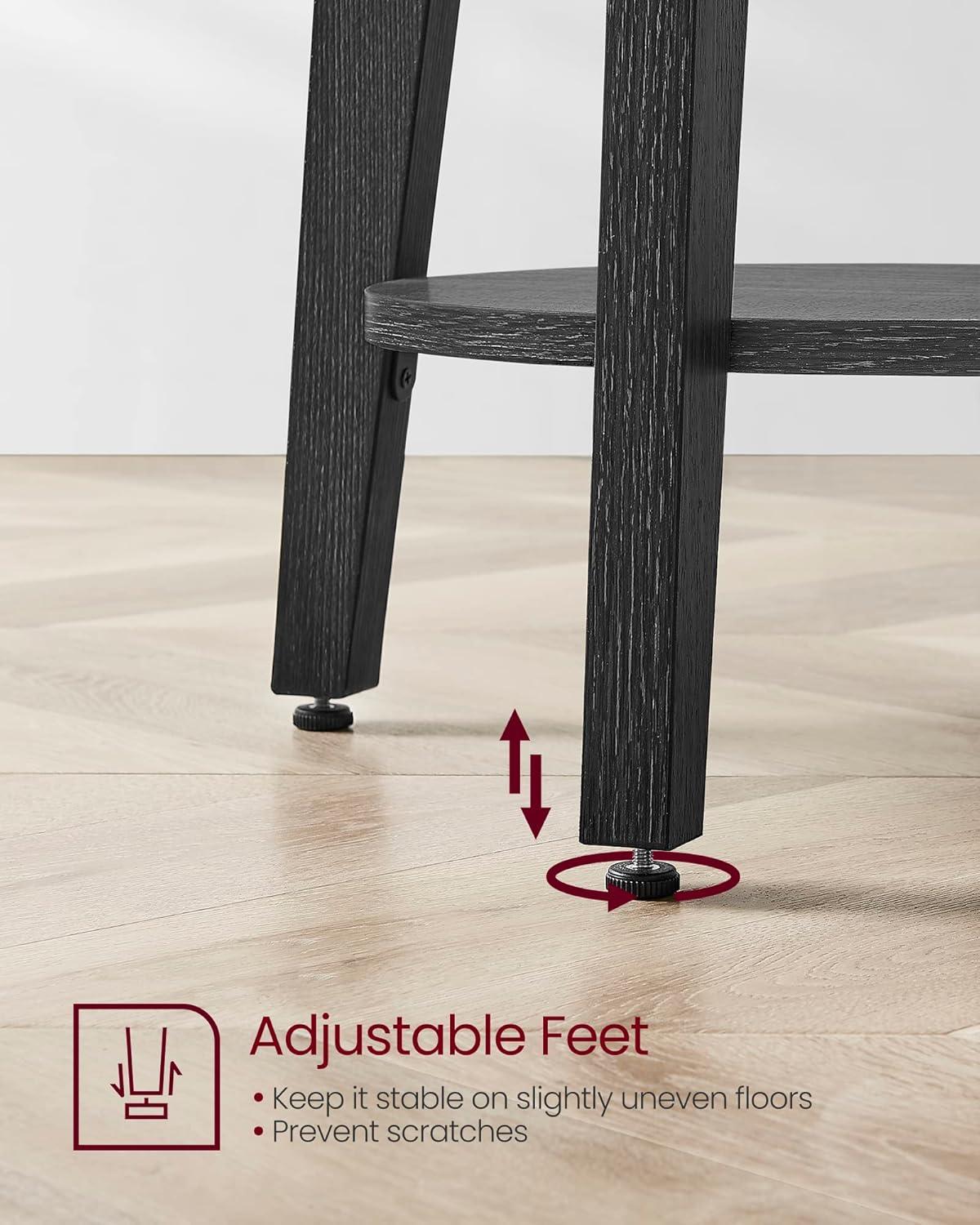 VASAGLE Side Table, Small Round End Table with Lower Shelf, Nightstand for Small Spaces, Living Room, Bedroom, Charcoal Gray ULET283T22