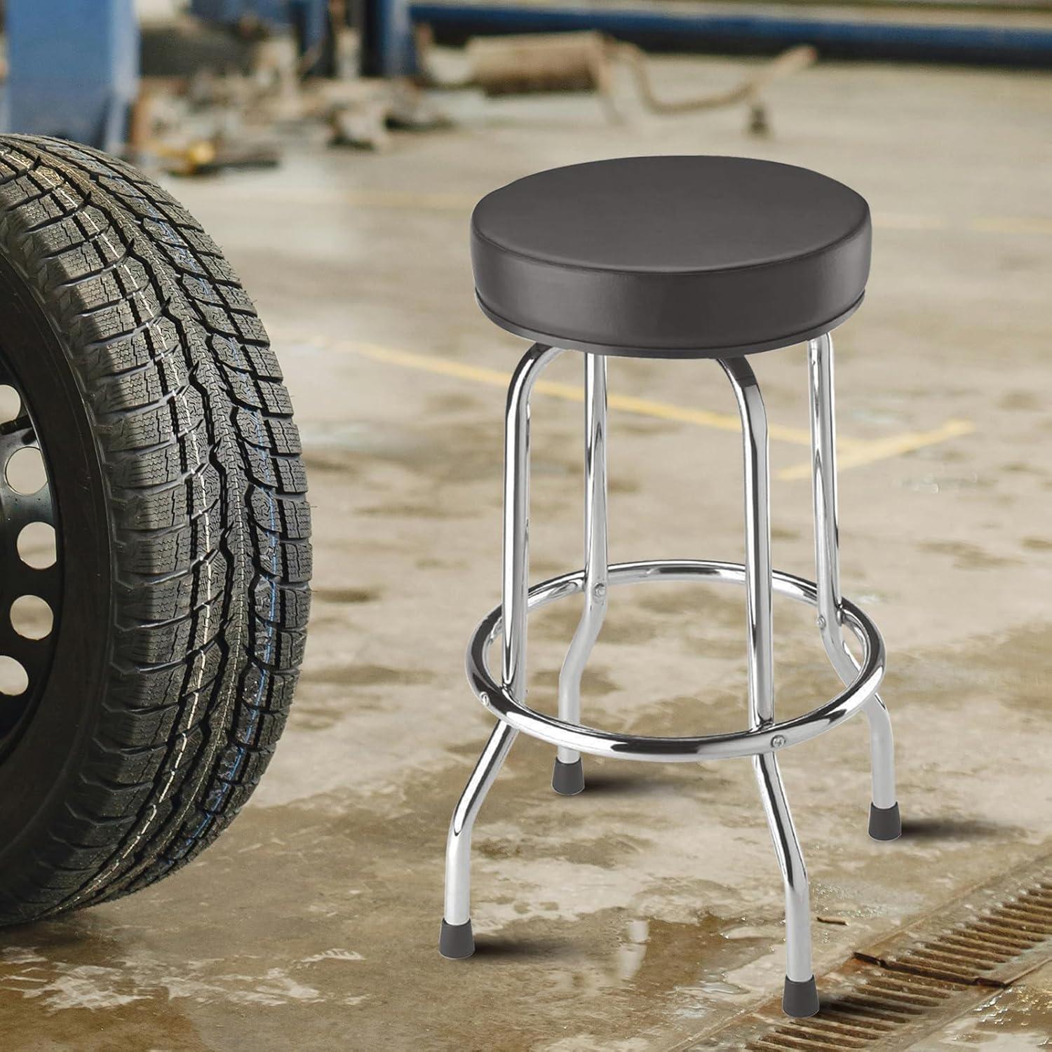 Torin Swivel Bar Stool: Padded Garage/Shop Seat with Chrome Plated Legs, 28.74 Inch Height,Black,W6185-B