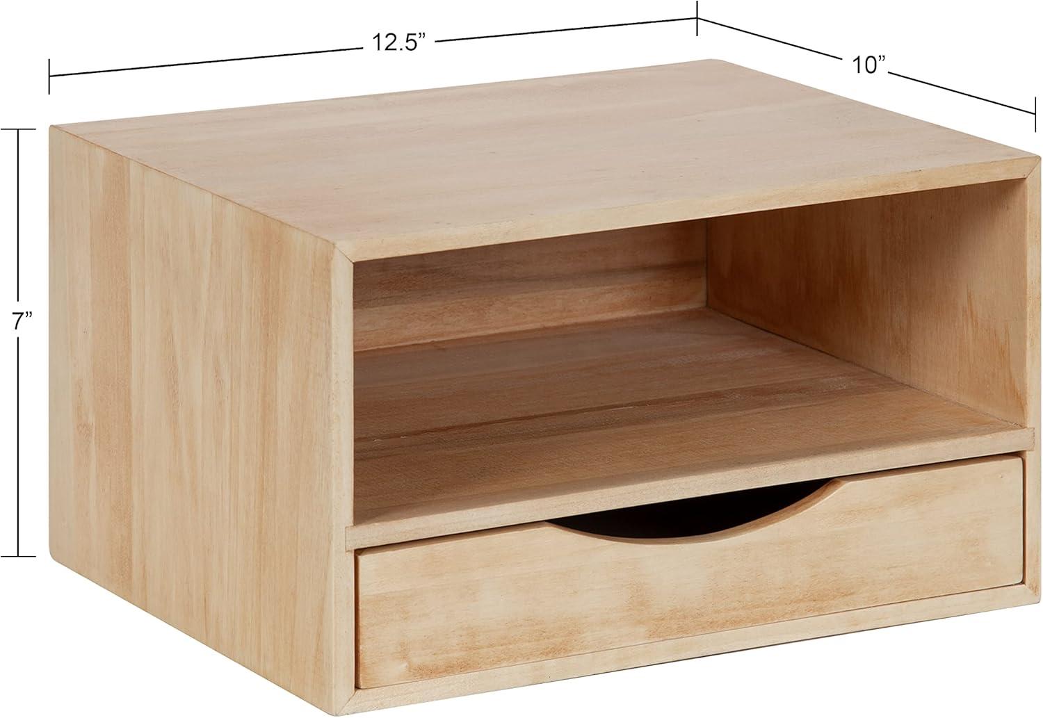 Kate and Laurel Hutton Rectangle Wood Floating Side Table, 12.5x10x7, Natural