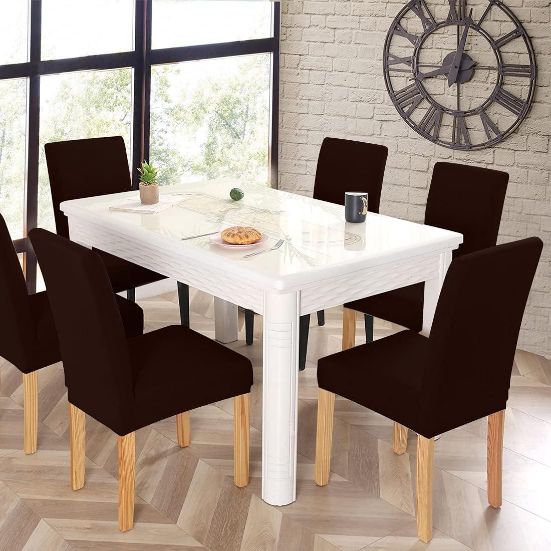 Dining Room Chair Covers Slipcovers Set of 4, Spandex Super Fit Stretch Removable Washable Kitchen Parsons Chair Covers Protector(coffee color1)