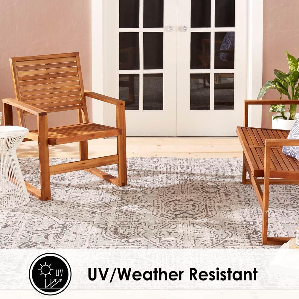 Nicole Miller Nicole Miller New York Patio Sofia Medallion Indoor/Outdoor Area Rug, Light Grey/Dark Grey