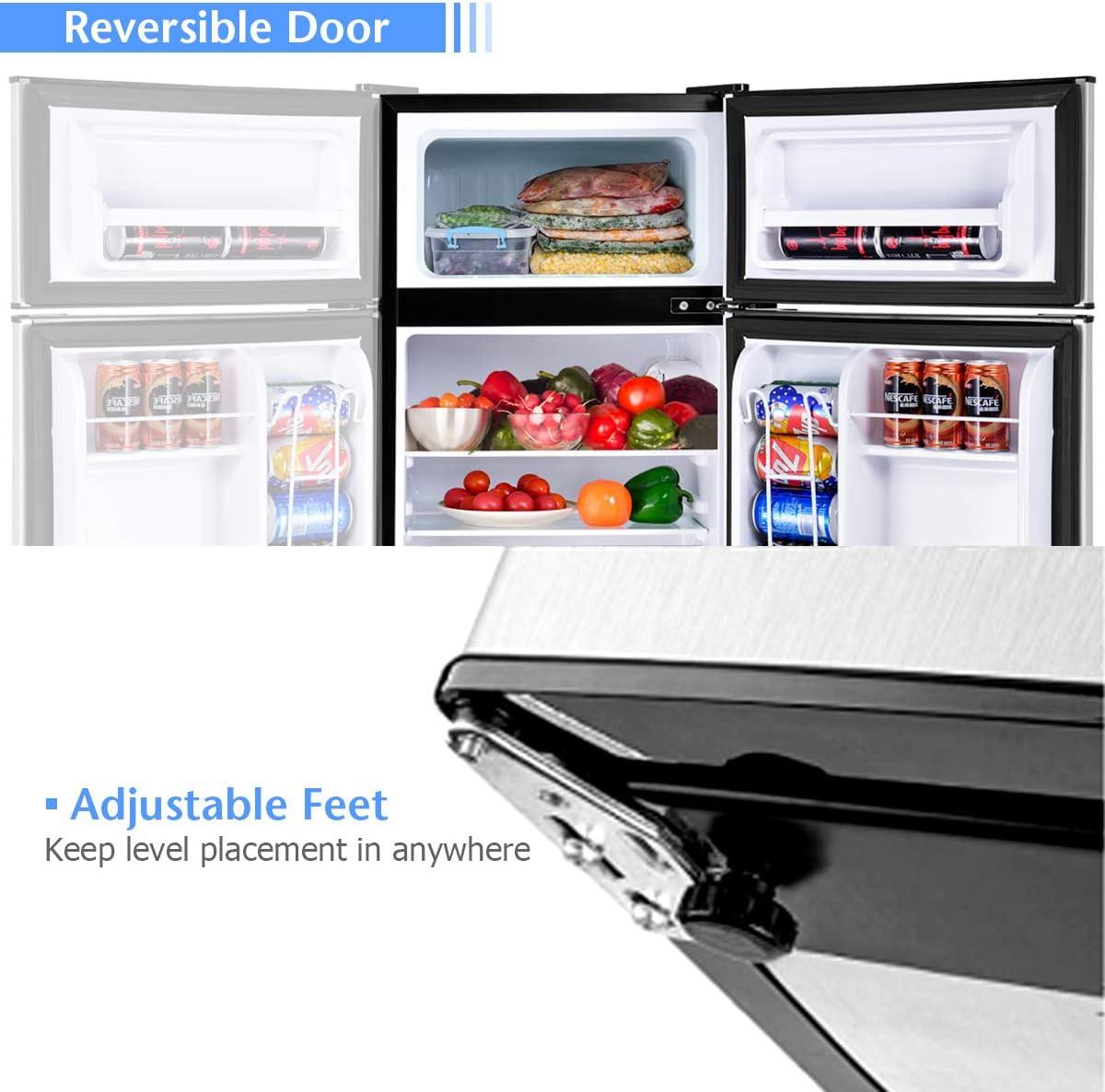 Costway Costway 3.2 Cubic Feet Portable Freestanding Mini Fridge with Freezer