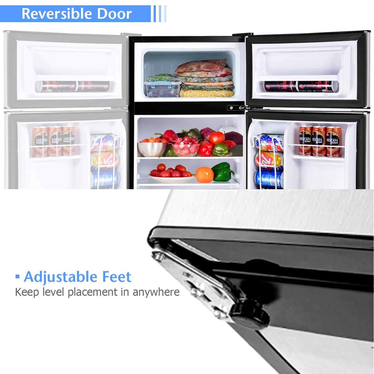 Costway Costway 3.2 Cubic Feet Portable Freestanding Mini Fridge with Freezer