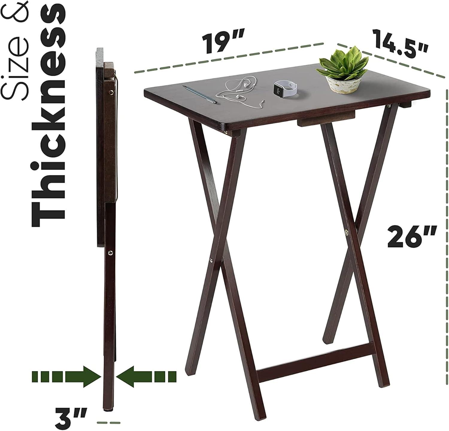 PJ Wood PJ Wood Folding TV Tray Tables with Compact Storage Rack, 5 Piece Set
