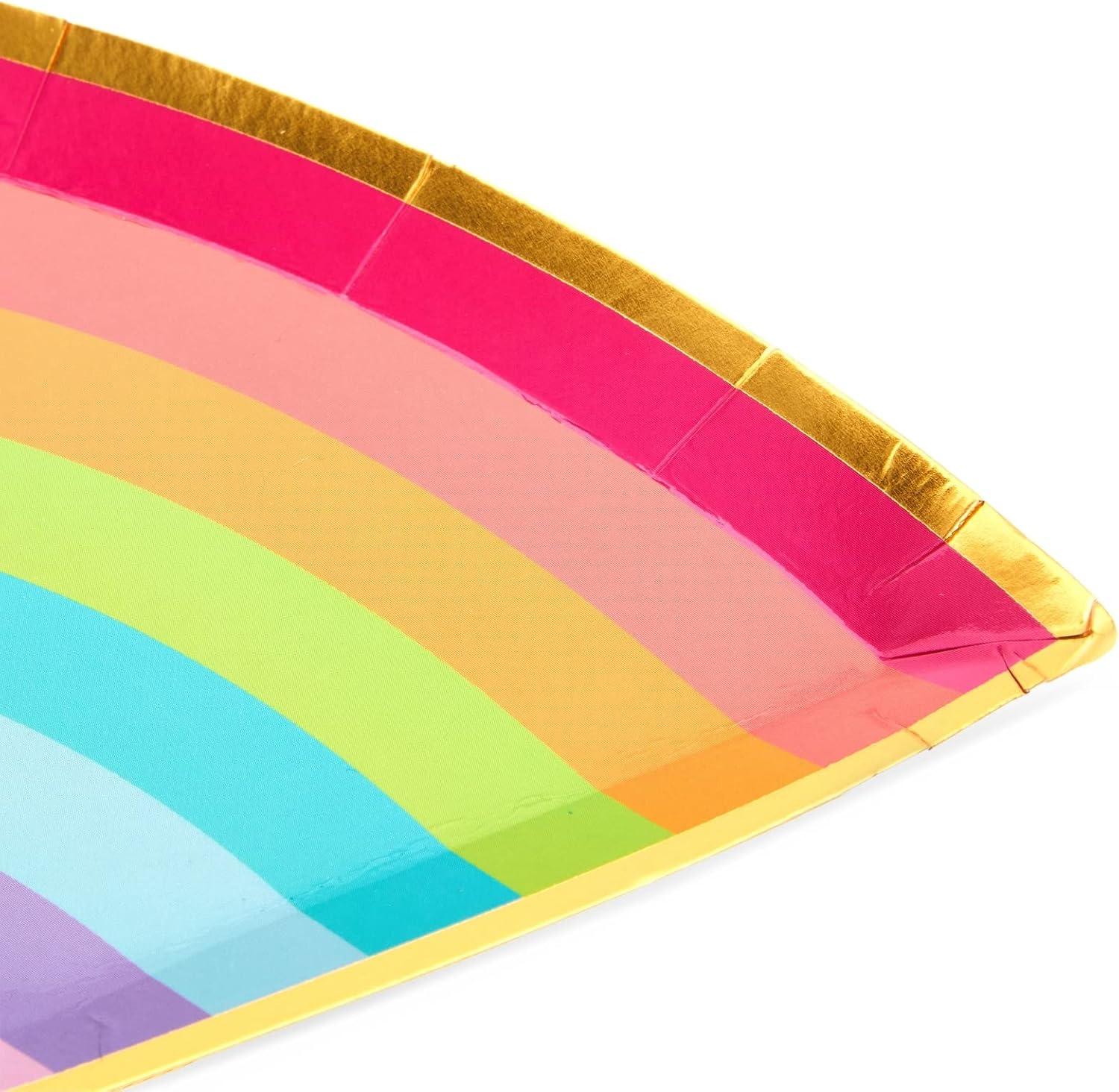 72 Piece Rainbow Party Dinnerware Set - Serves 24 Disposable Die-Cut Plates, Cups & Napkins - Colorful Rainbow Party Decorations for Birthdays & Events