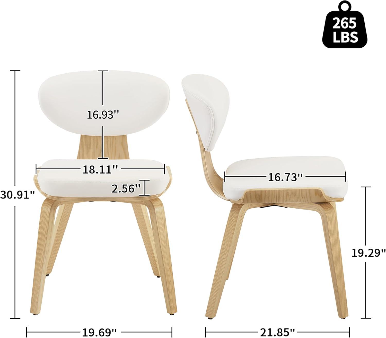 Art Leon Dining Chairs - Mid Century Modern Dining Room Chairs, Faux Leather Upholstered Armless Side Chair with Wood Legs for Kitchen, Set of 2, Walnut Bentwood/Black
