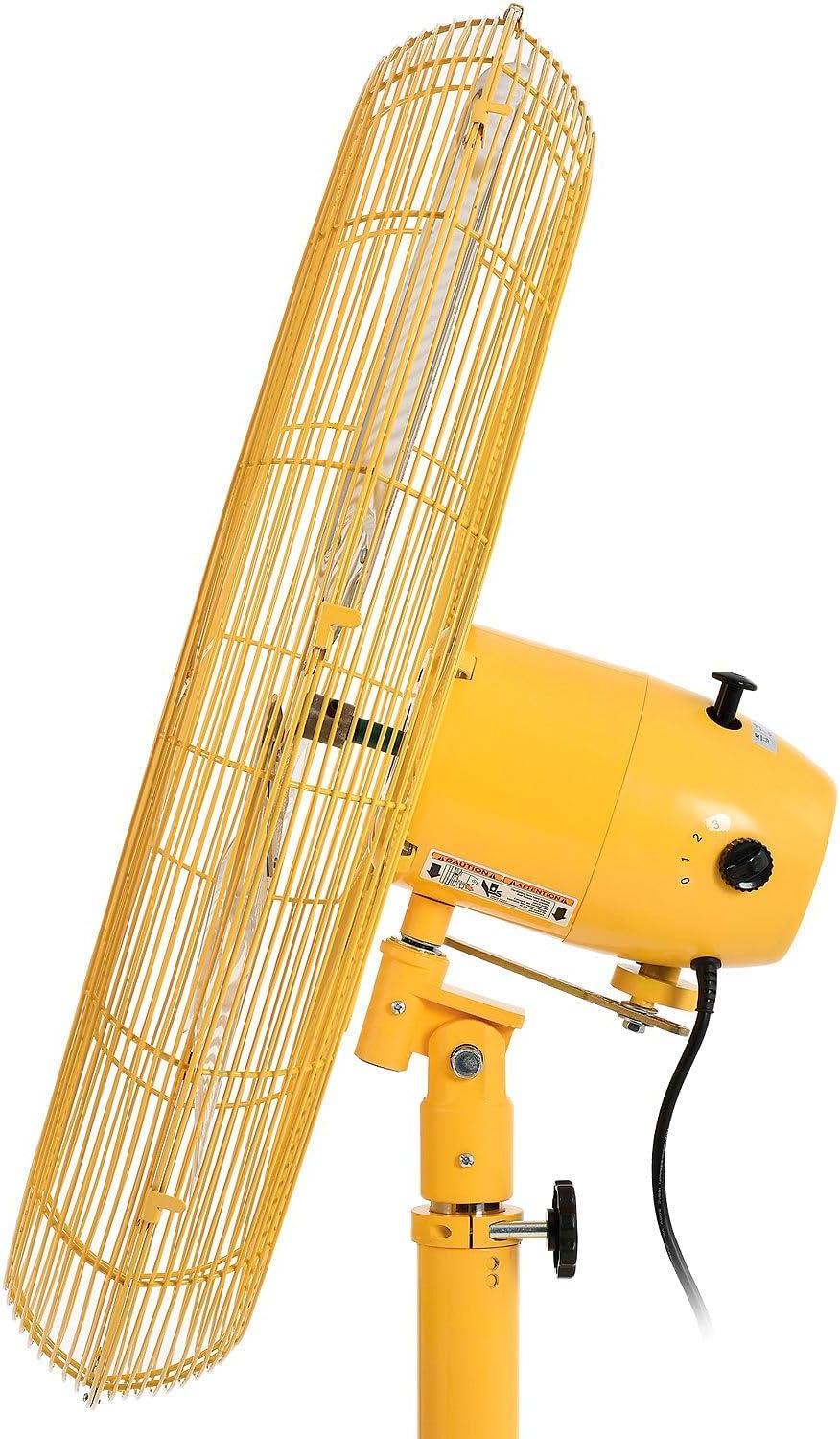 Global Industries Ventilador de Pedestal Oscilante de Lujo - Amarillo de Seguridad - 30 Pulgadas de Diámetro. - 0,5 Hp - 10000 Cfm