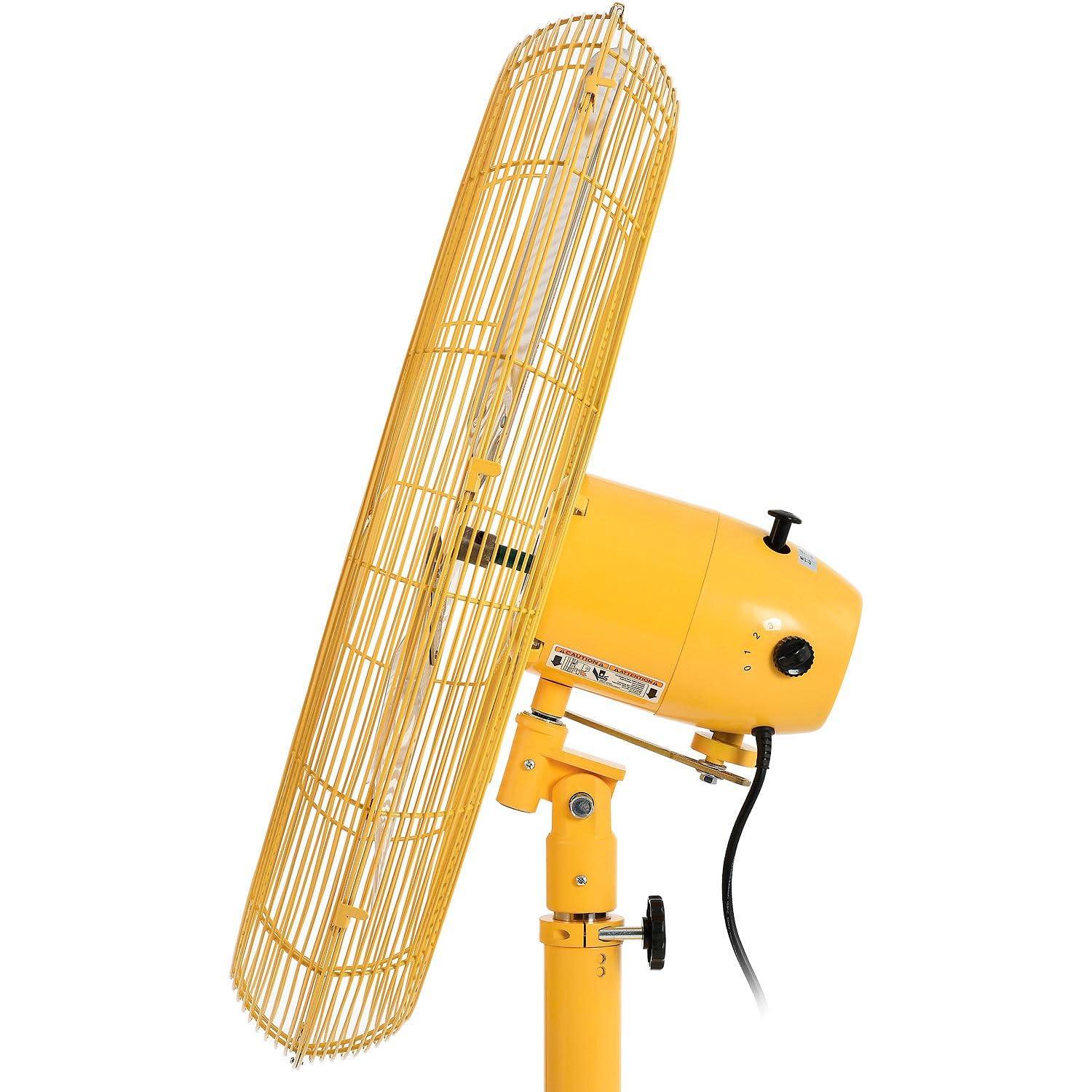 Global Industries Ventilador de Pedestal Oscilante de Lujo - Amarillo de Seguridad - 30 Pulgadas de Diámetro. - 0,5 Hp - 10000 Cfm