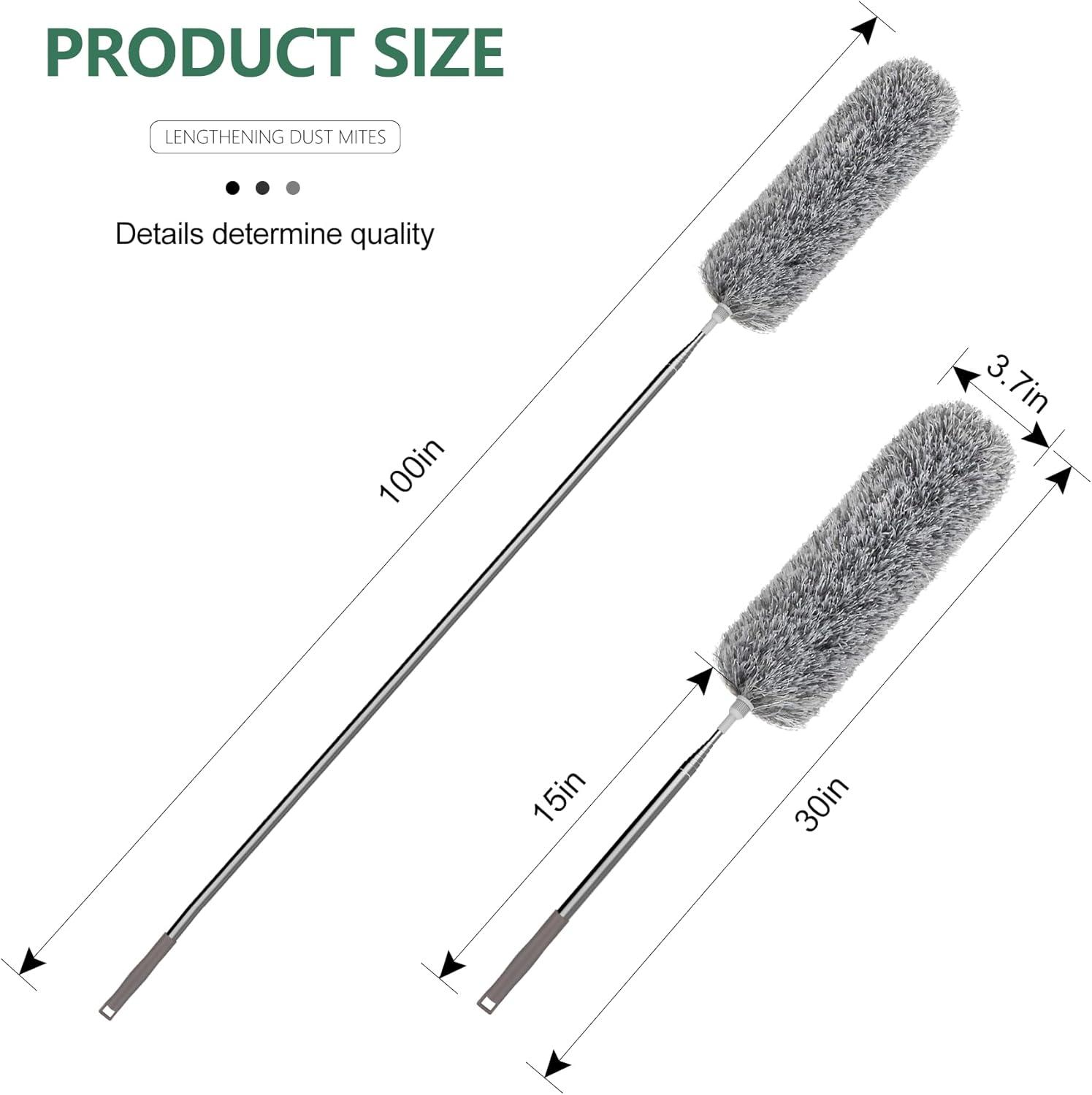 SetSail Extra-Long Dusters with Extension Pole 100-inch for Cleaning, Bendable Microfiber Head Washable Ceiling Fan Duster for High Ceilings, Furniture