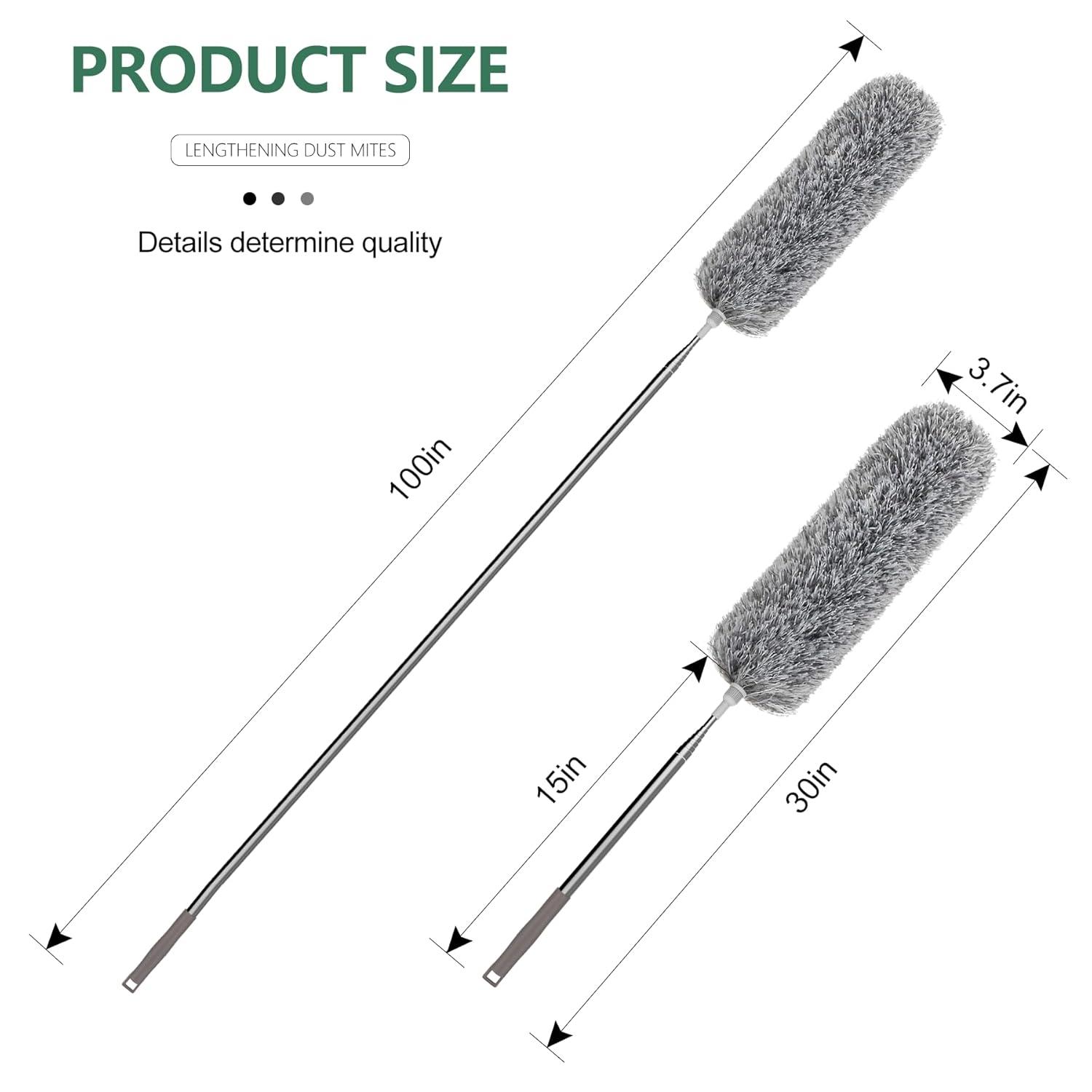 SetSail Extra-Long Dusters with Extension Pole 100-inch for Cleaning, Bendable Microfiber Head Washable Ceiling Fan Duster for High Ceilings, Furniture