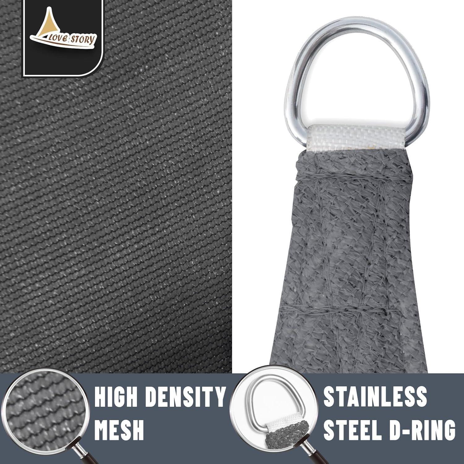 LOVE STORY Sun Shade Sail 16' x 16' x 16' Dark Gray Triangle Canopy UV Block Awning for Outdoor Patio Backyard Garden (We Make Custom Size)