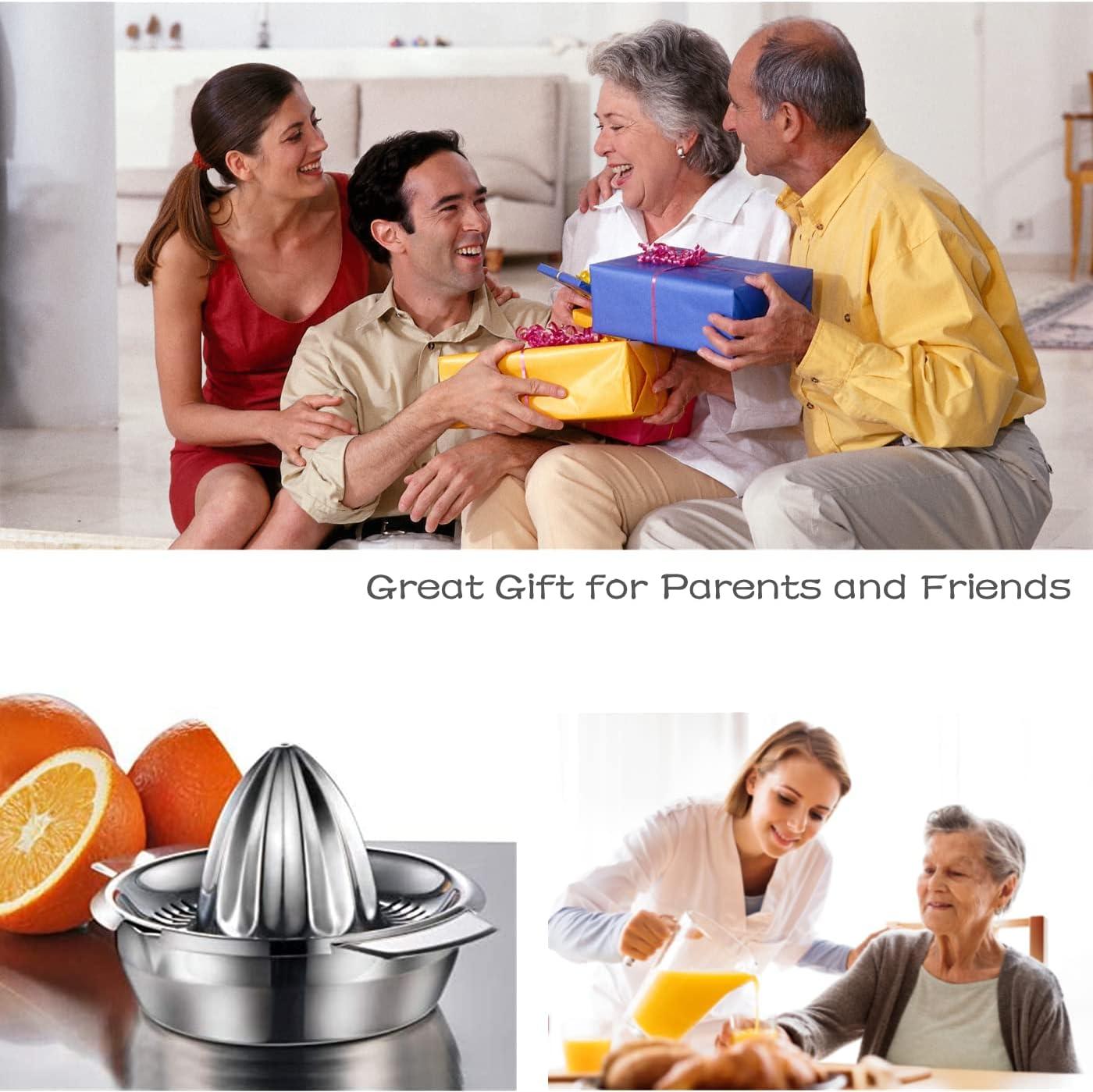 Lemon Orange Grapefruit Manual Juicer - Sturdy Manual Juicer Made of 304 Stainless Steel, with 2 Pour Spouts, Dishwasher Safe, Easy to Clean, Heavy-Duty.