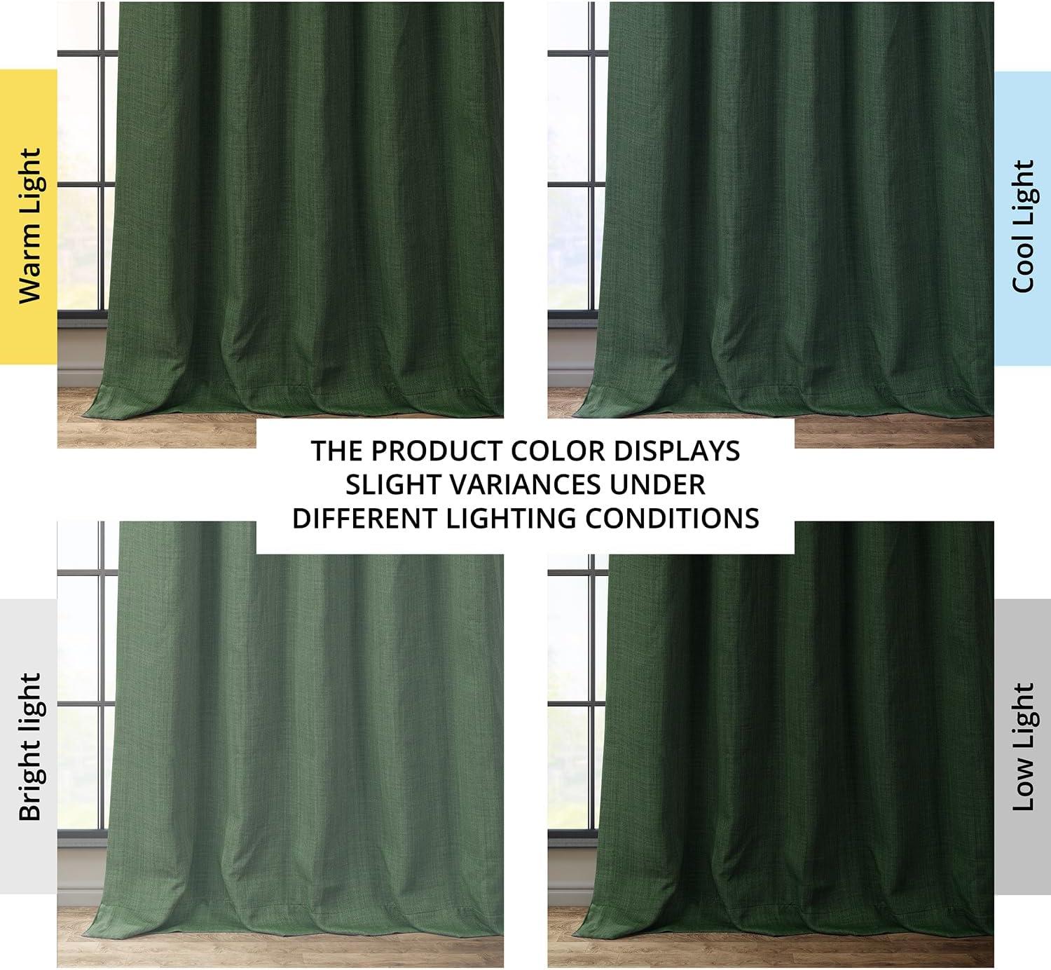 HPD Half Price Drapes Key Green Faux Linen Room Darkening Curtains for Bedroom & Living Room Curtains (1 Panel), Door & Window Curtains 84 inches long, Rod Pocket Curtains & Drapes, 50W X 84L