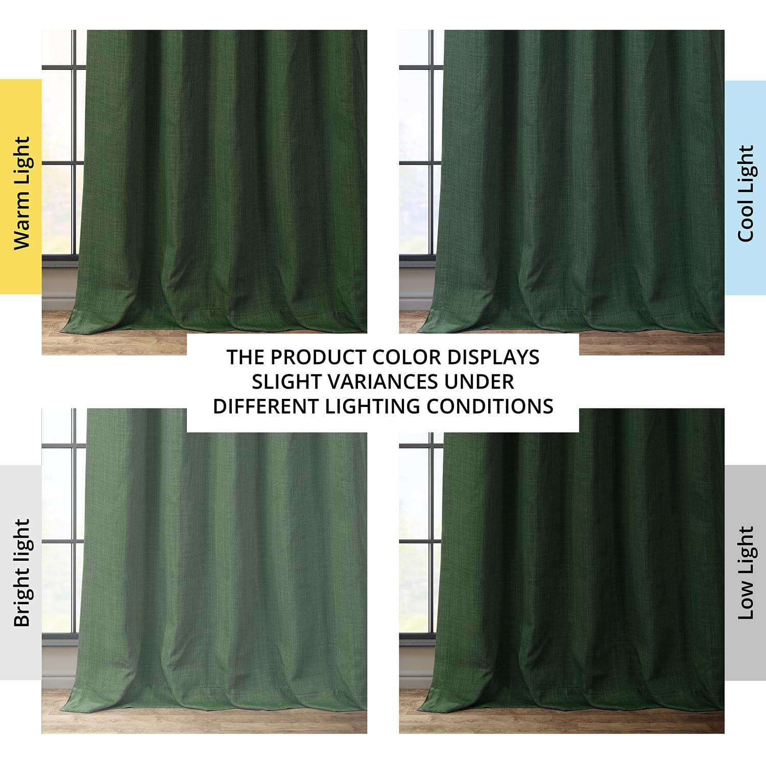 HPD Half Price Drapes Key Green Faux Linen Room Darkening Curtains for Bedroom & Living Room Curtains (1 Panel), Door & Window Curtains 84 inches long, Rod Pocket Curtains & Drapes, 50W X 84L