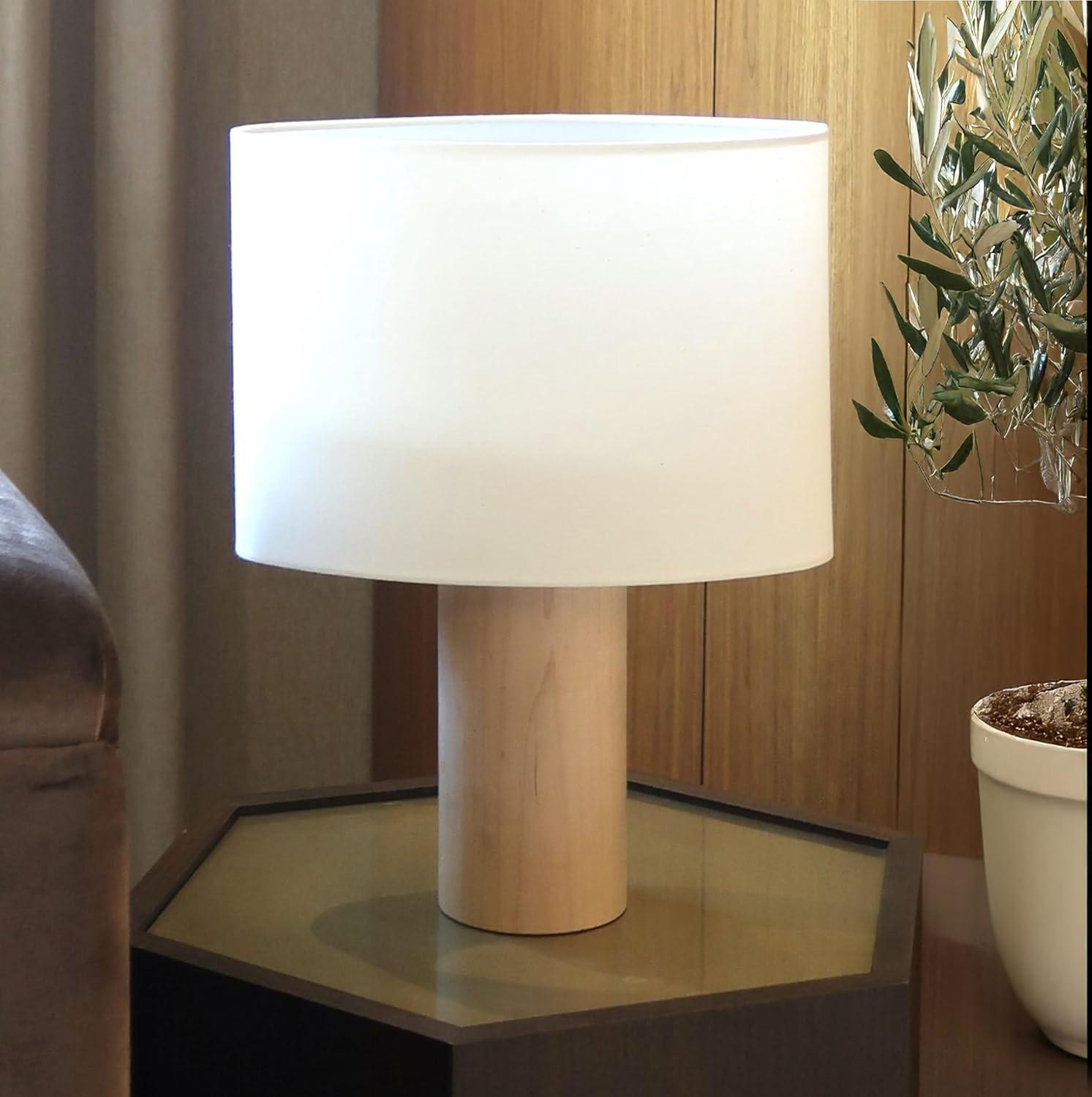Mia 15.75" Midcentury LED Table Lamp With Natural Maple Wood Base
